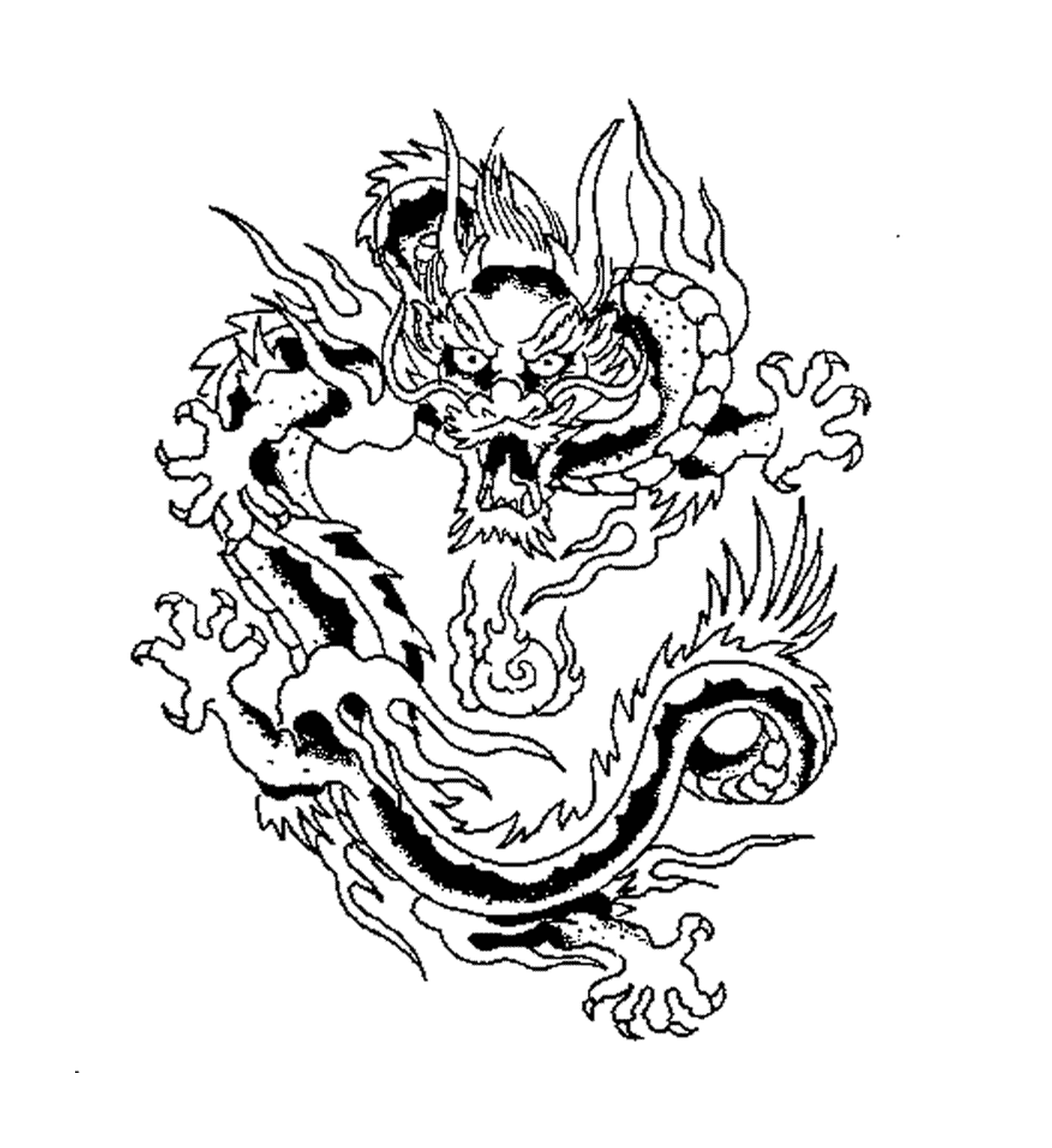  Desenho de tatuagem de dragão de inspiração chinesa 