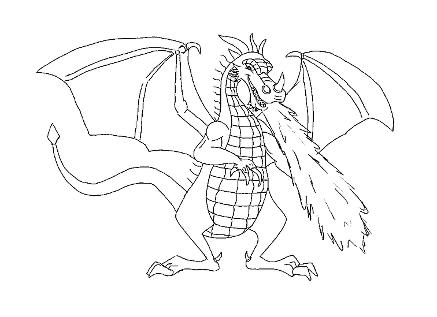  Um dragão com as asas para fora 