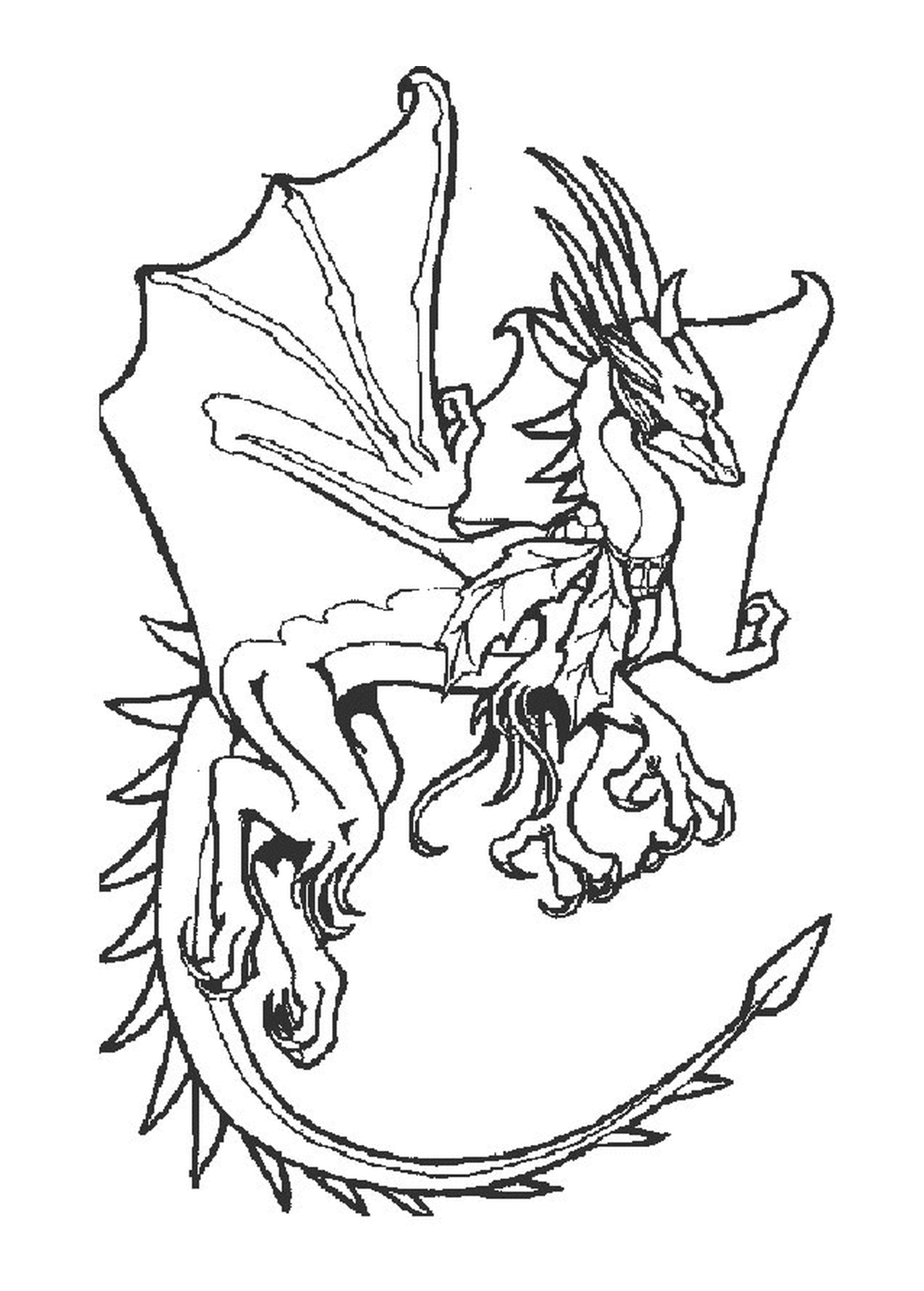  Um dragão com asas grandes 