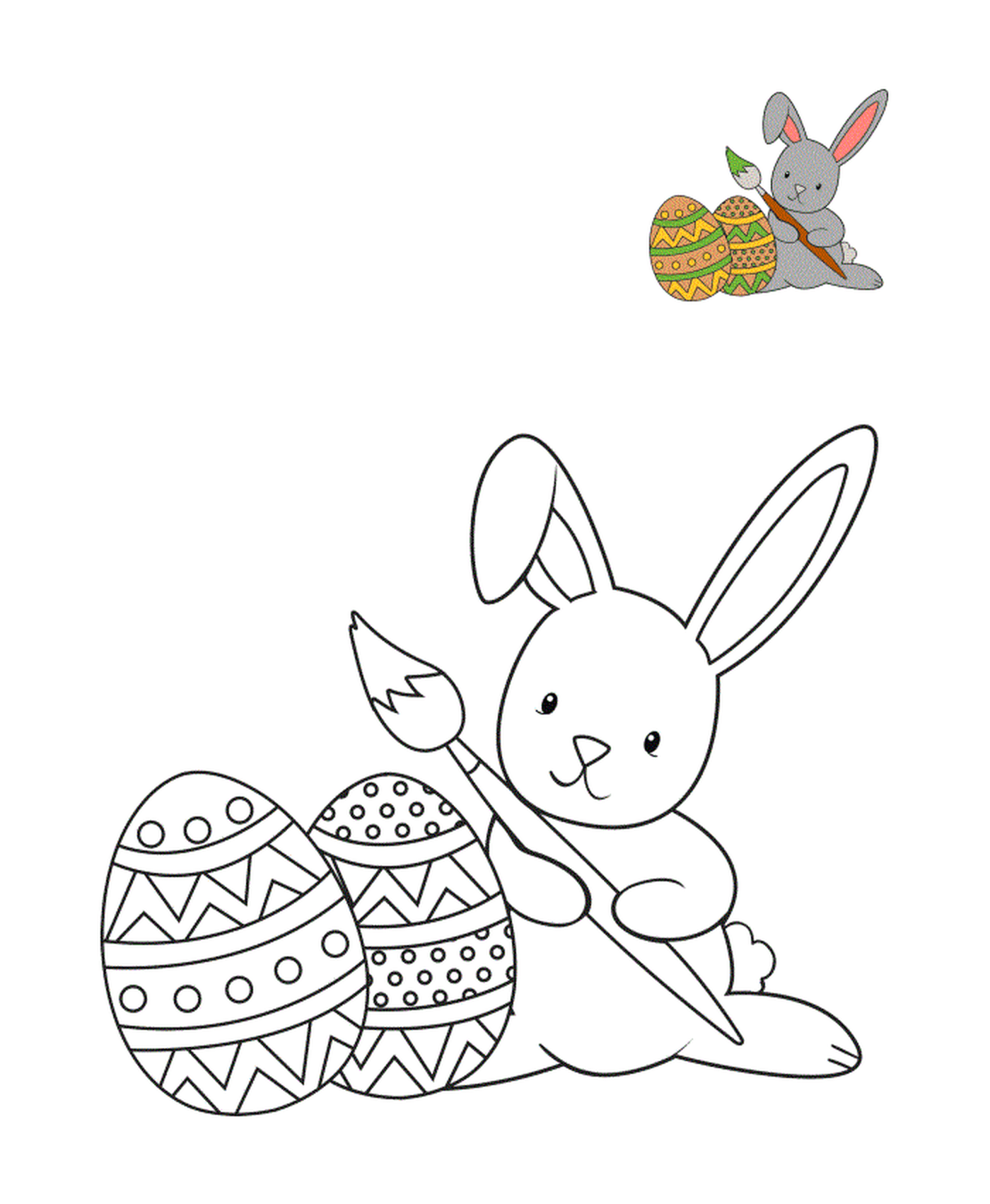  兔子画复活节彩蛋 