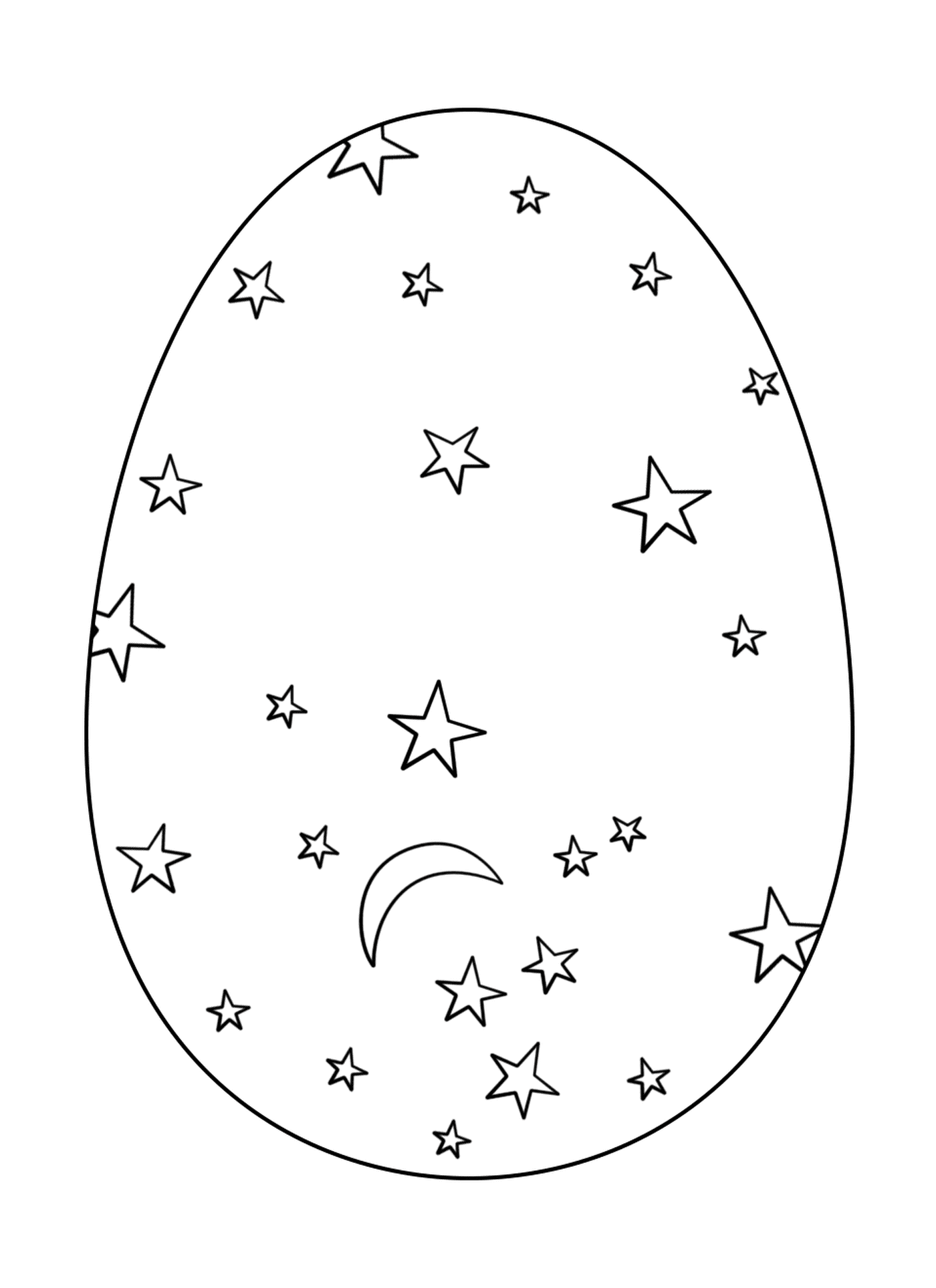  Ovo de Páscoa decorado com estrelas e lua 