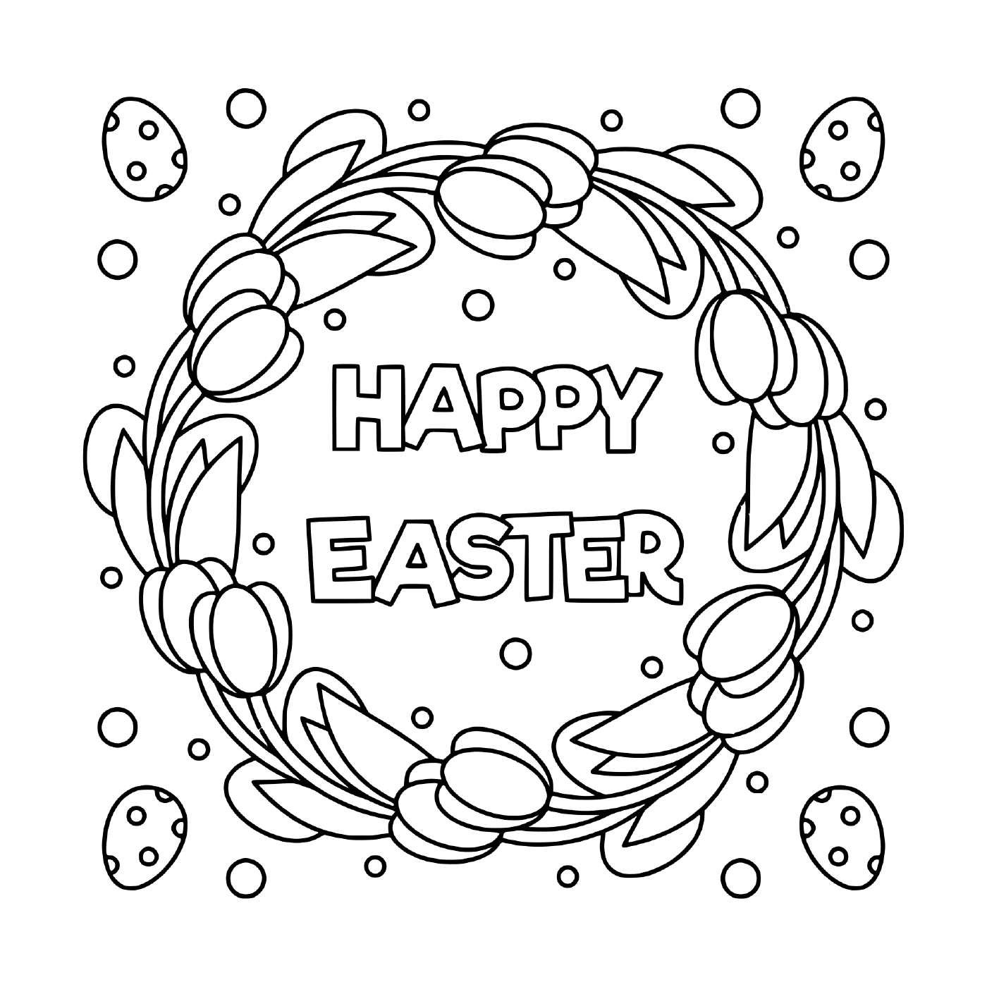  Feliz Páscoa ilustração em preto e branco 
