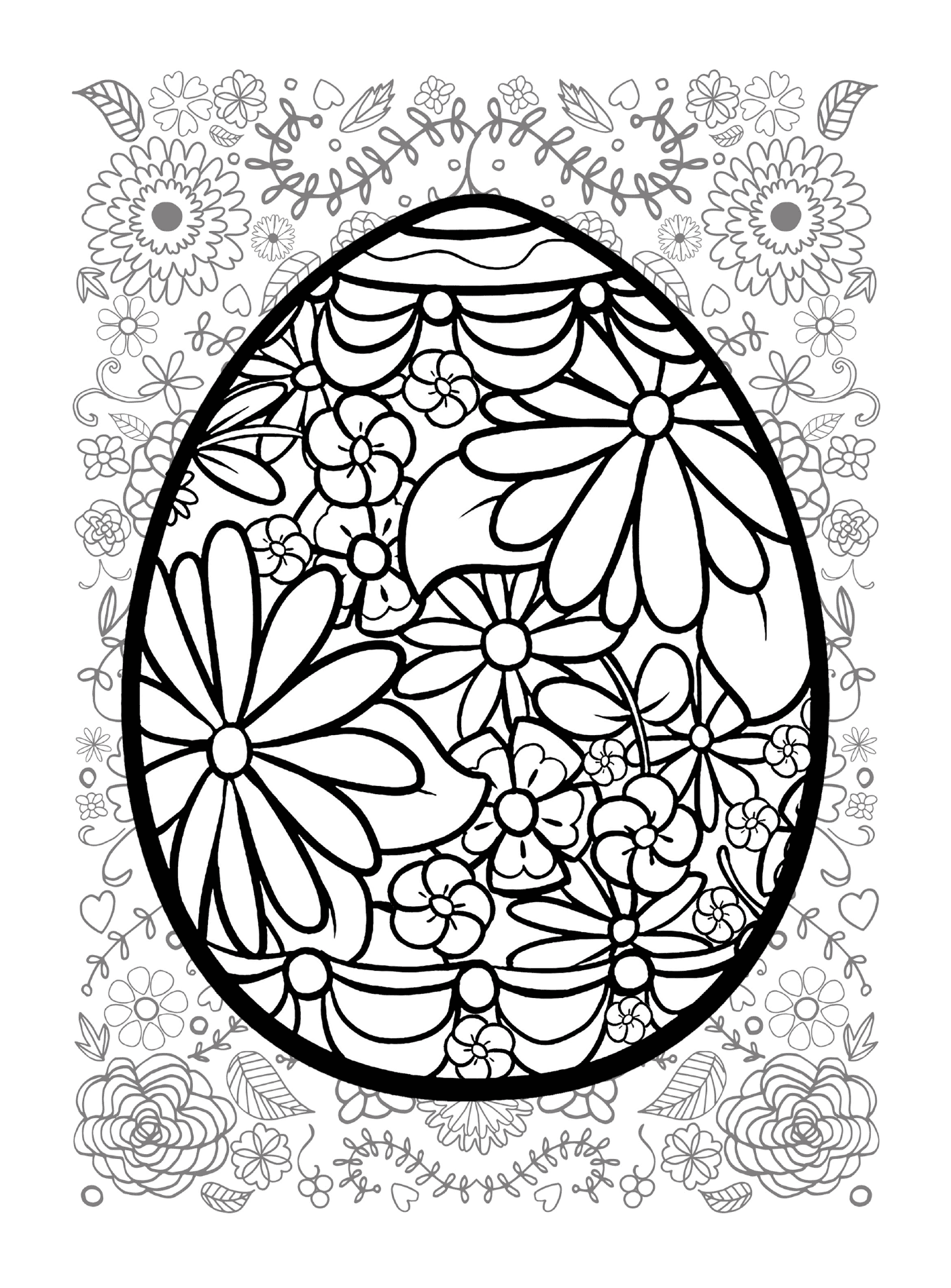  带花花背景的复活节鸡蛋 