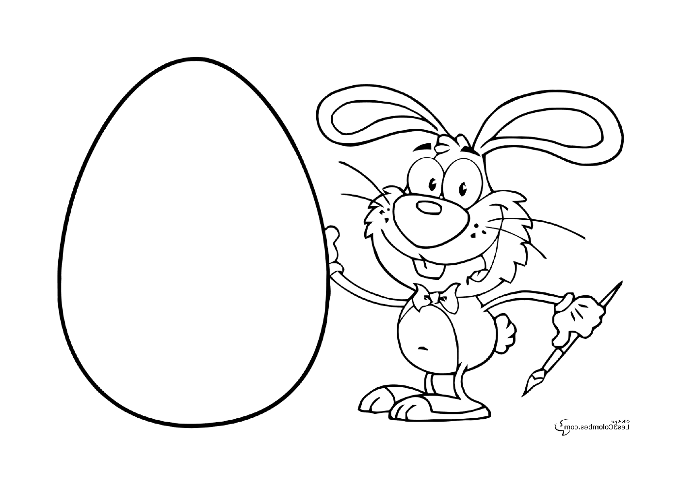  复活节兔子拿着鸡蛋 