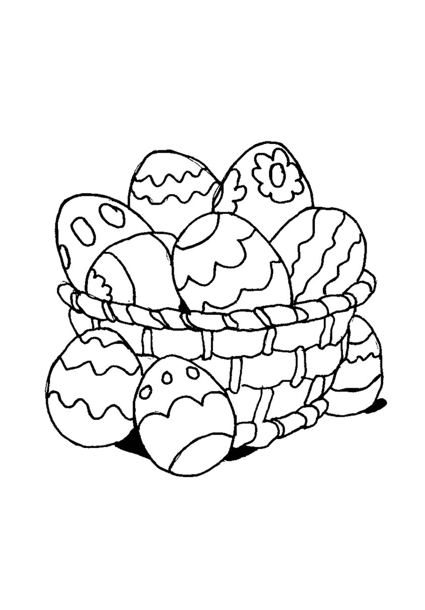  Uma cesta cheia de ovos de Páscoa 