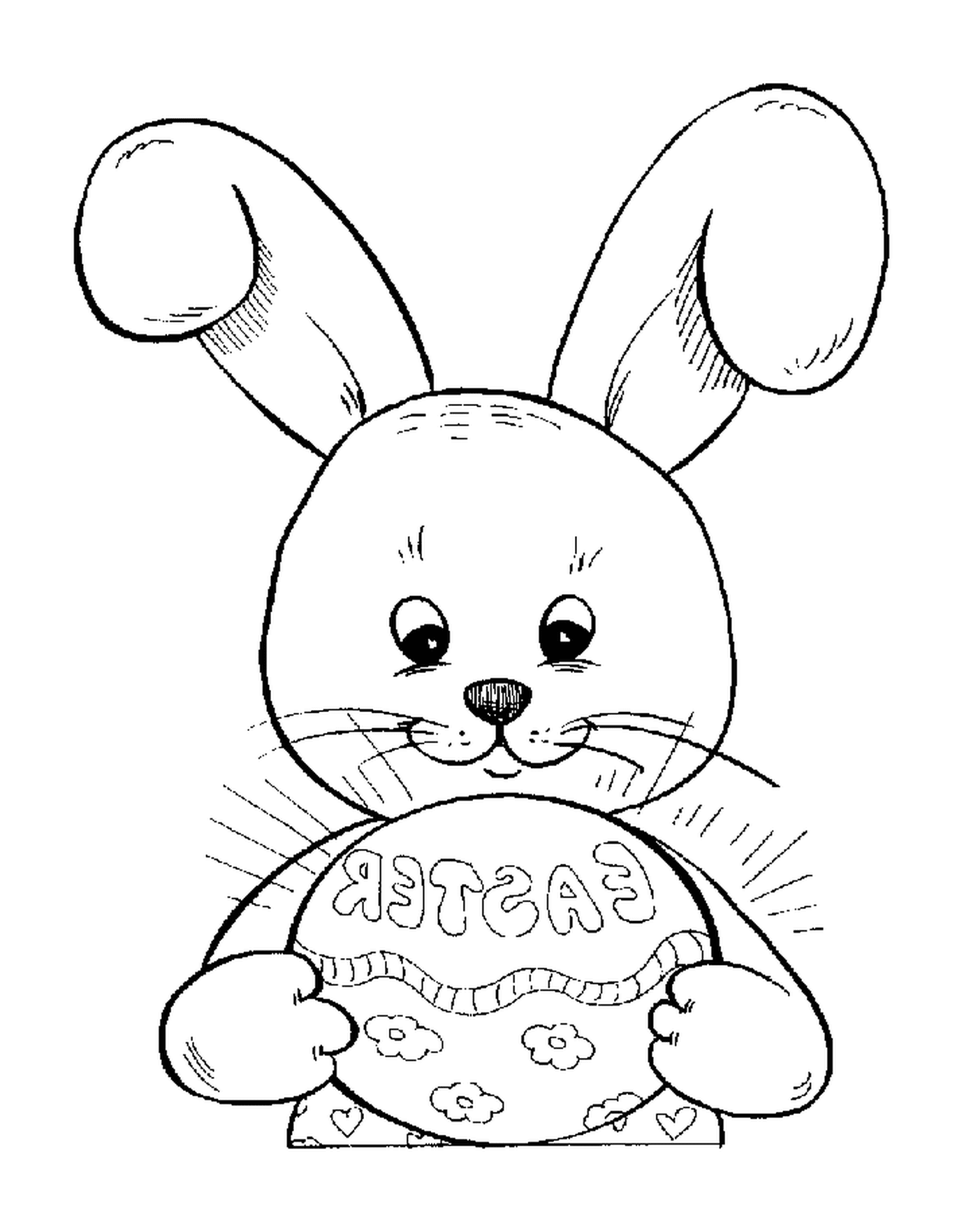  एक ईस्टर खरगोश एक ईस्टर अंडे धारण करता है 