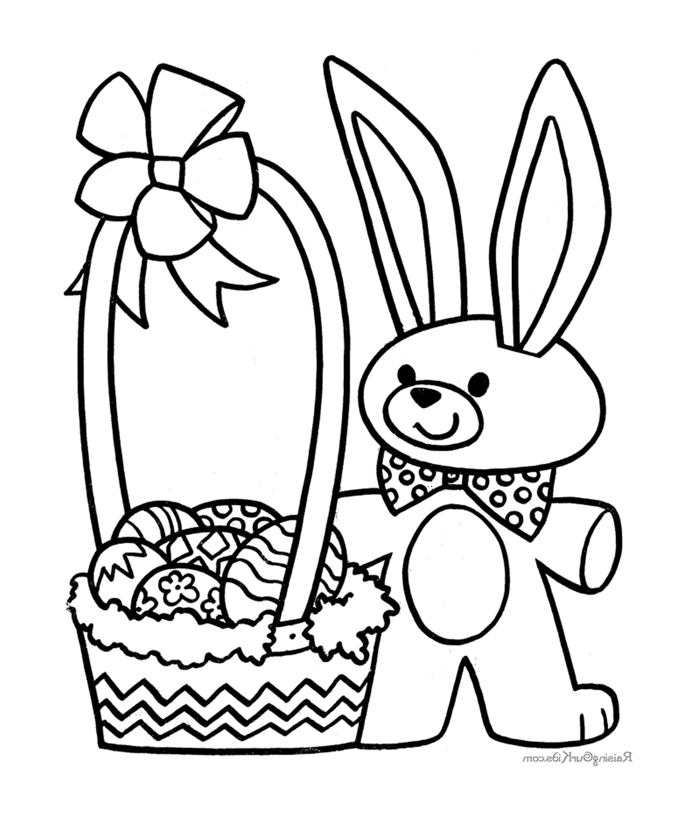  复活节兔子和一篮子鸡蛋 