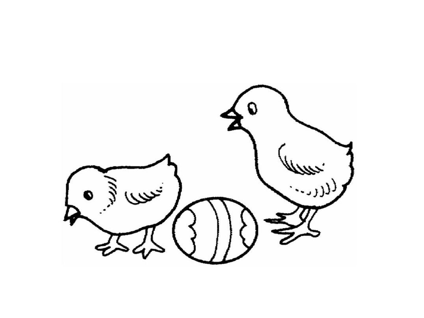  دجاجتان و بيضة واحدة تقف جنباً إلى جنب جنباً إلى جنب 