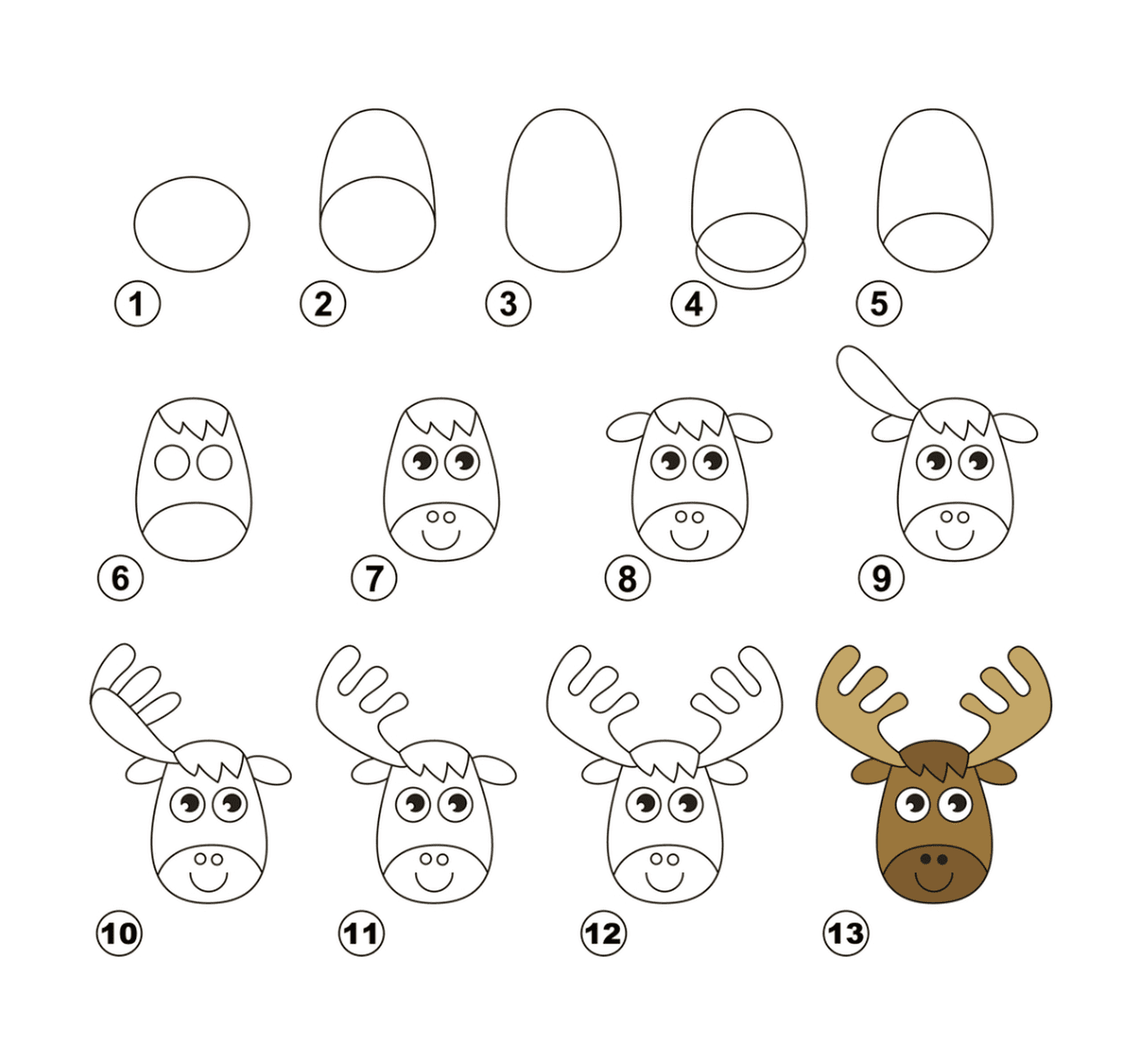  Instruções passo a passo sobre como desenhar uma rena fácil 