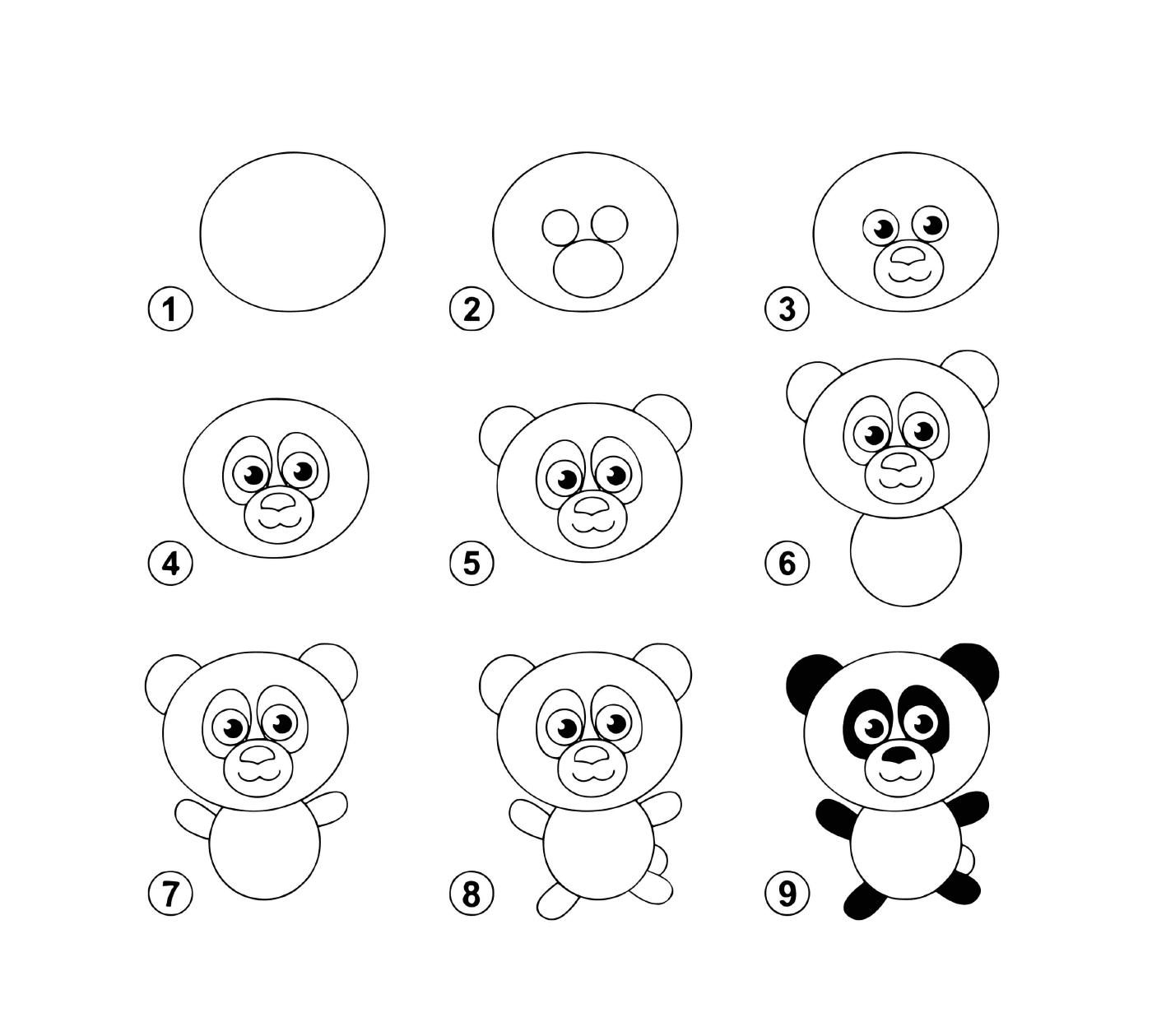  如何一步一步地绘制熊猫 