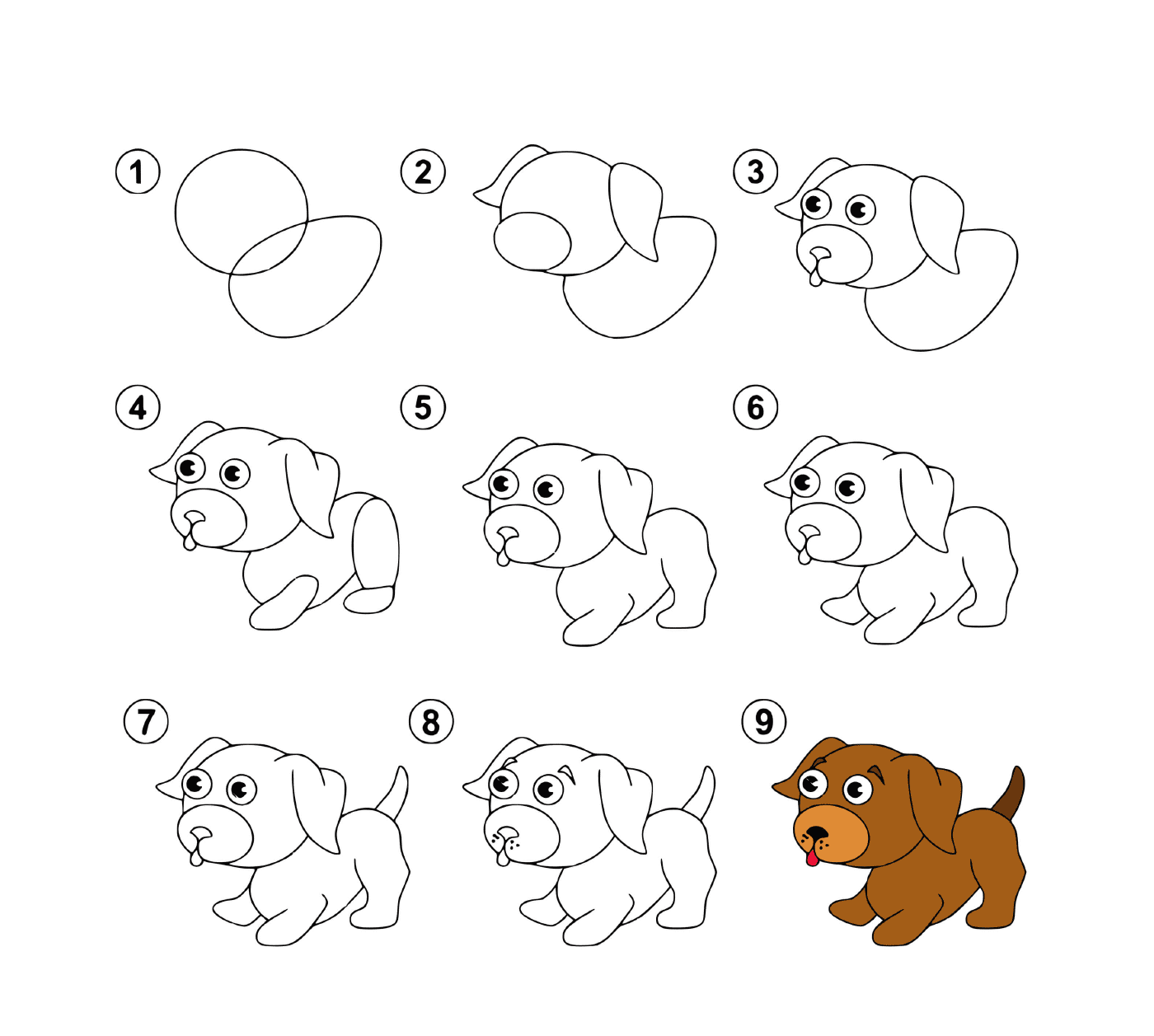  Instruções passo a passo para desenhar um filhote de cachorro 