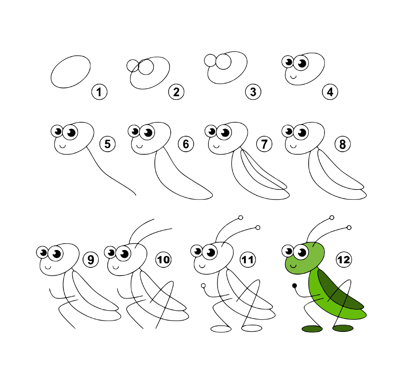  Como desenhar um gafanhoto facilmente 