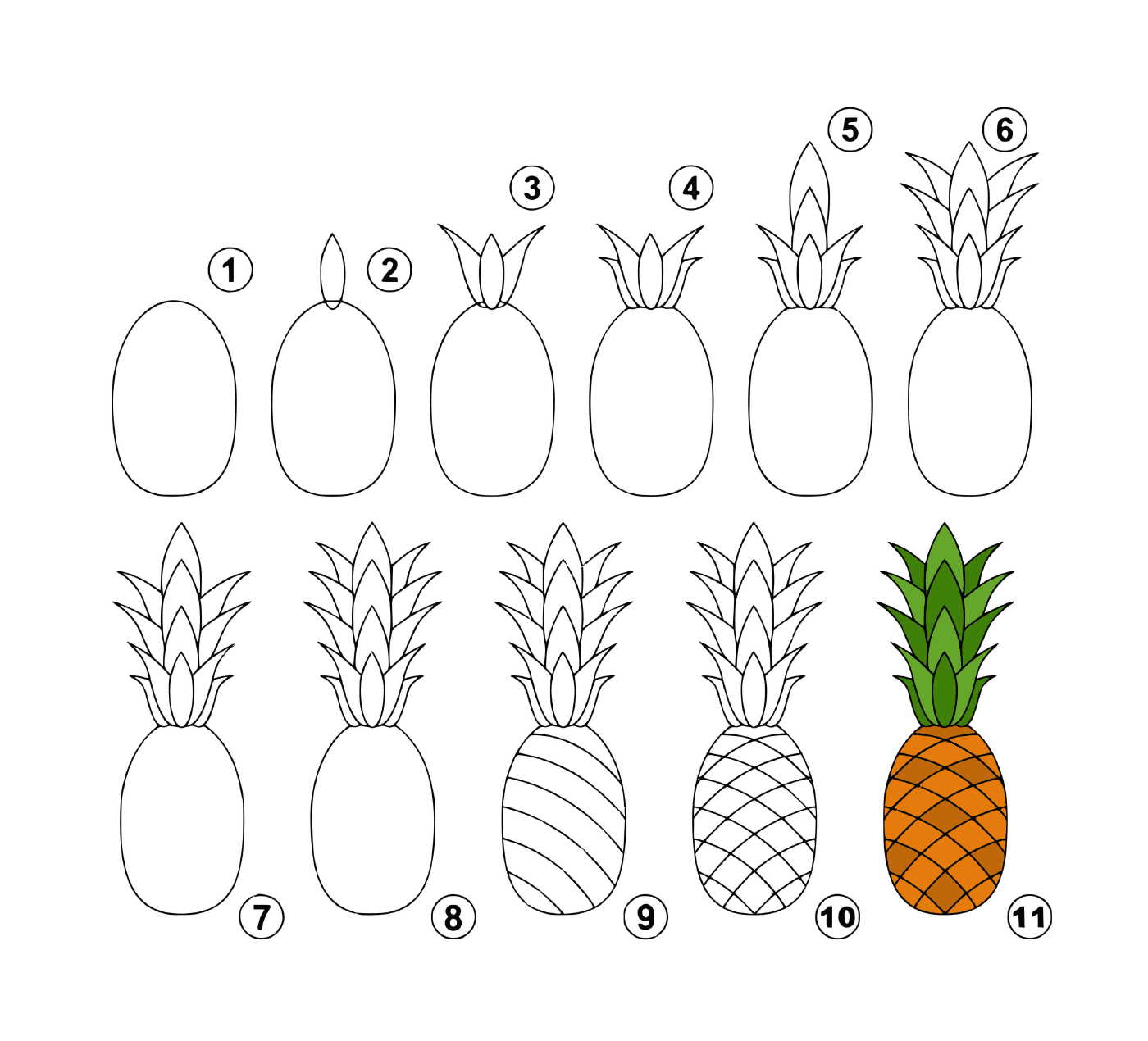  Como desenhar um abacaxi facilmente 