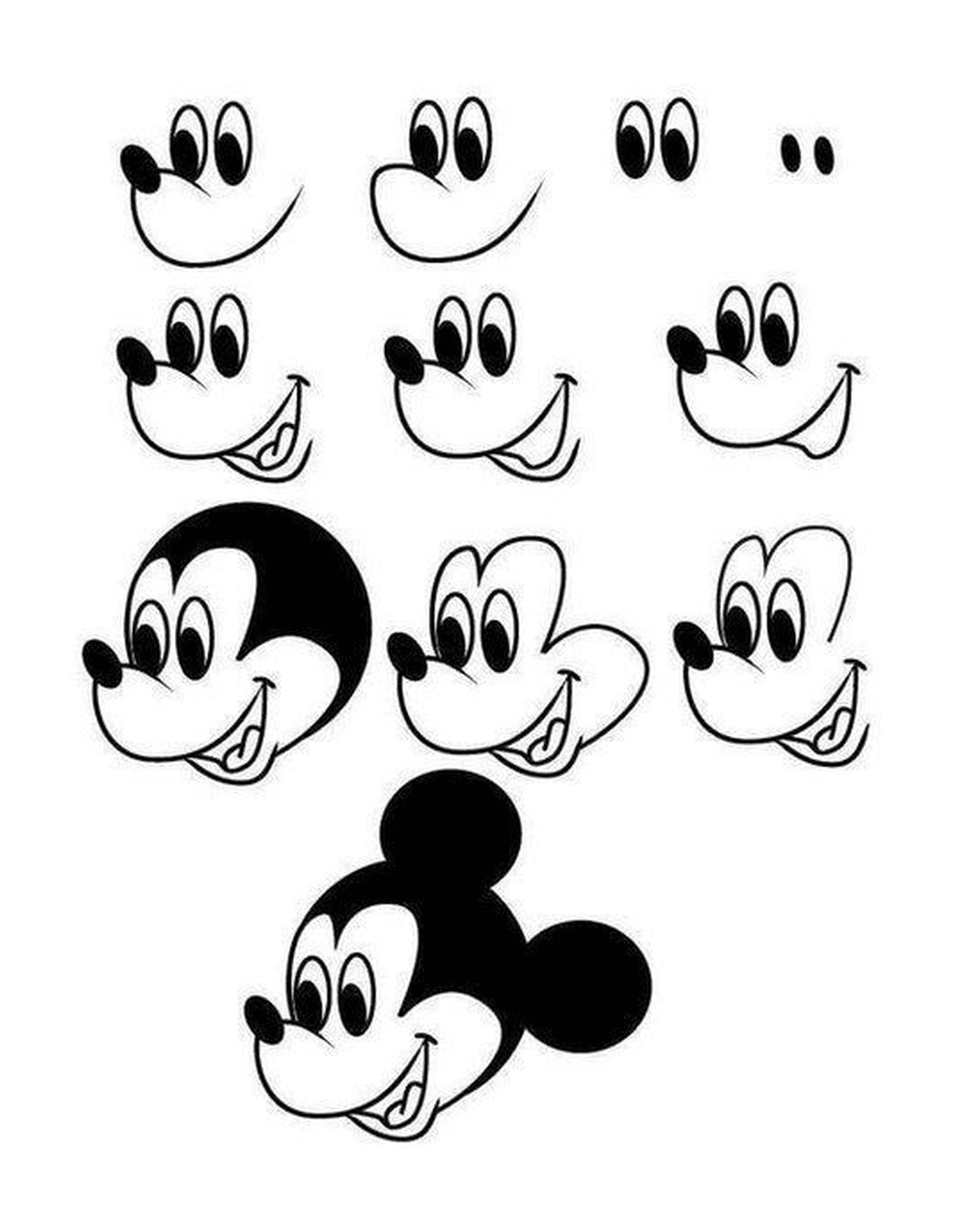  Desenho por Mickey Mouse com diferentes formas 