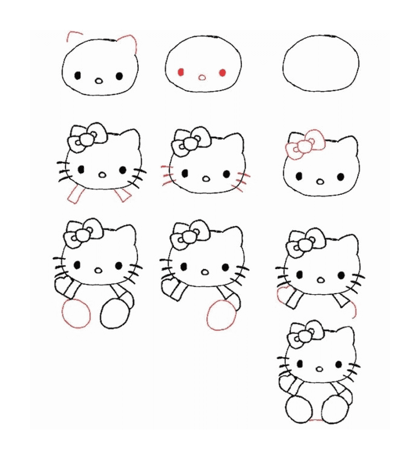  Instruções passo a passo sobre como desenhar Hello Kitty 