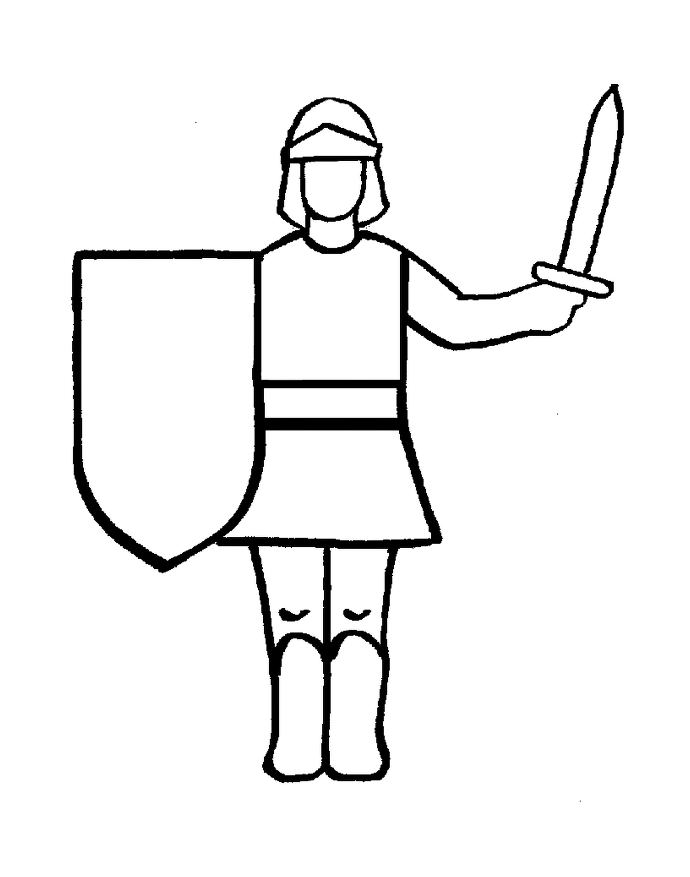  Um homem segurando uma espada e um escudo 