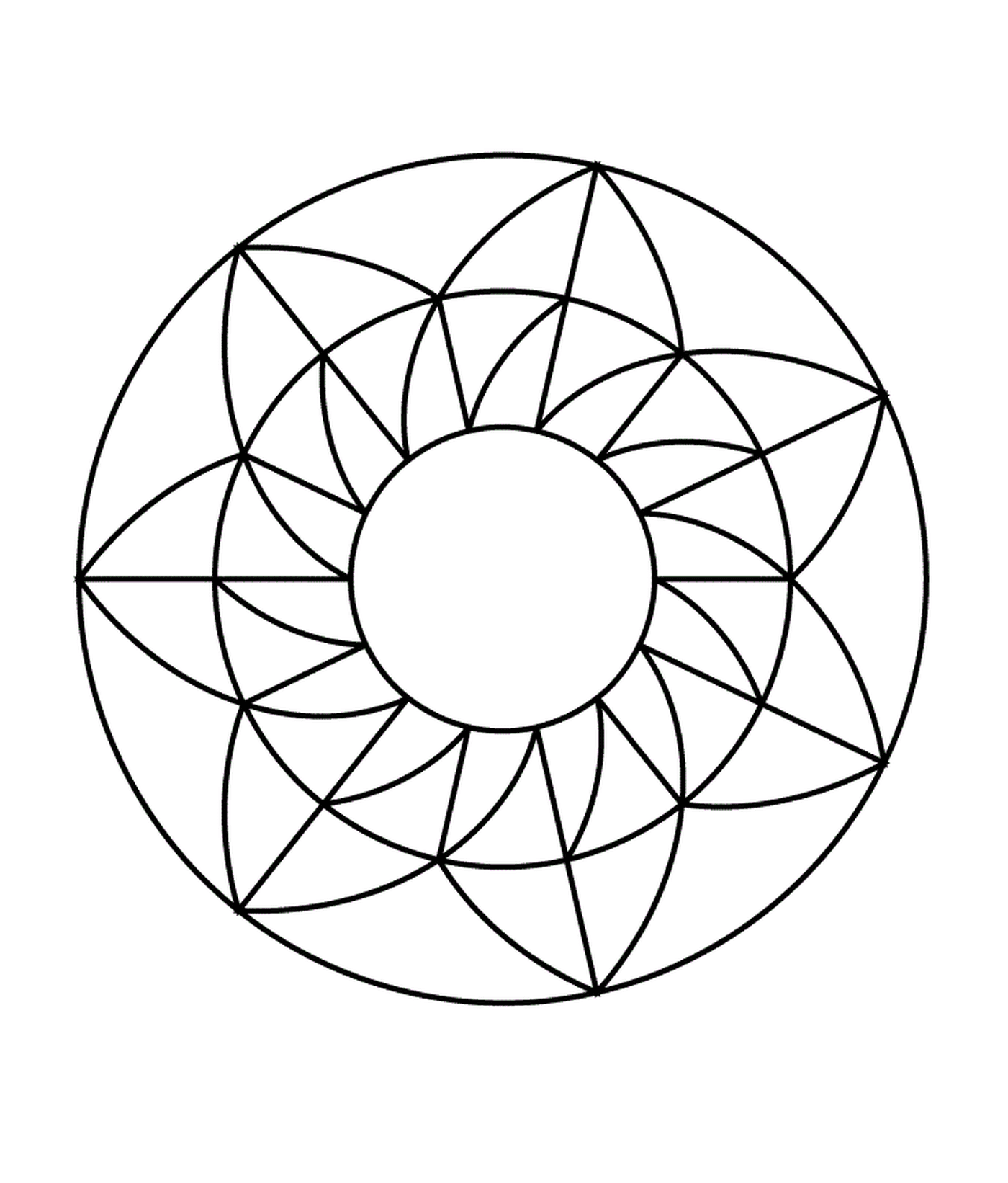  Um círculo com um padrão geométrico no centro 