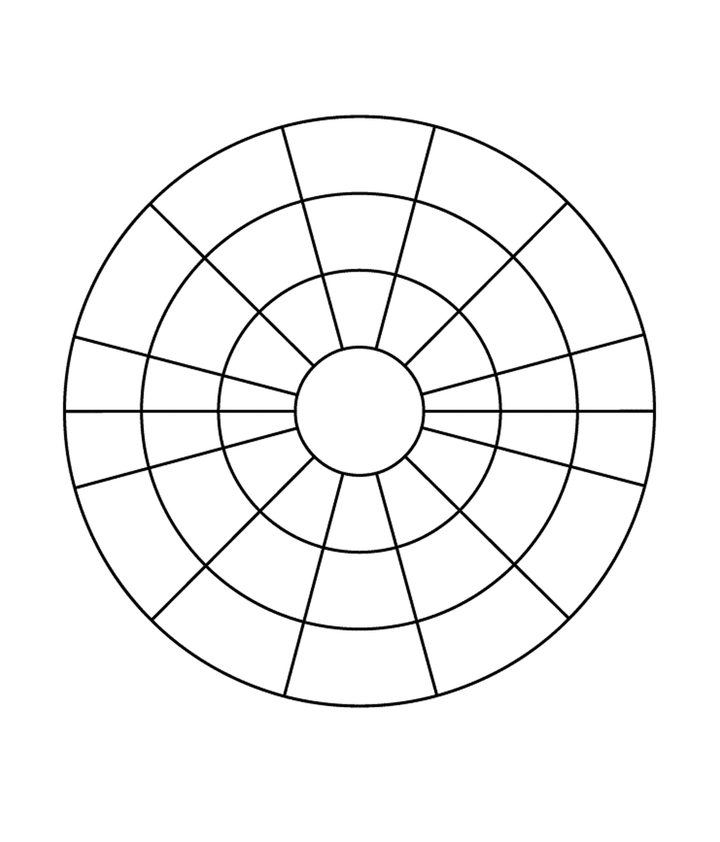 Um círculo dividido em quatro seções 