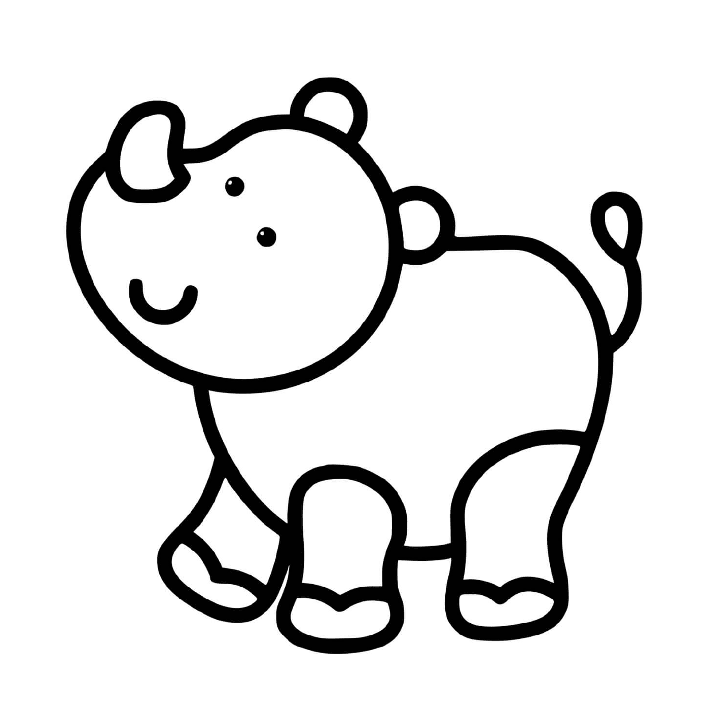  Um rinoceronte fácil de desenhar para crianças de 2 anos 