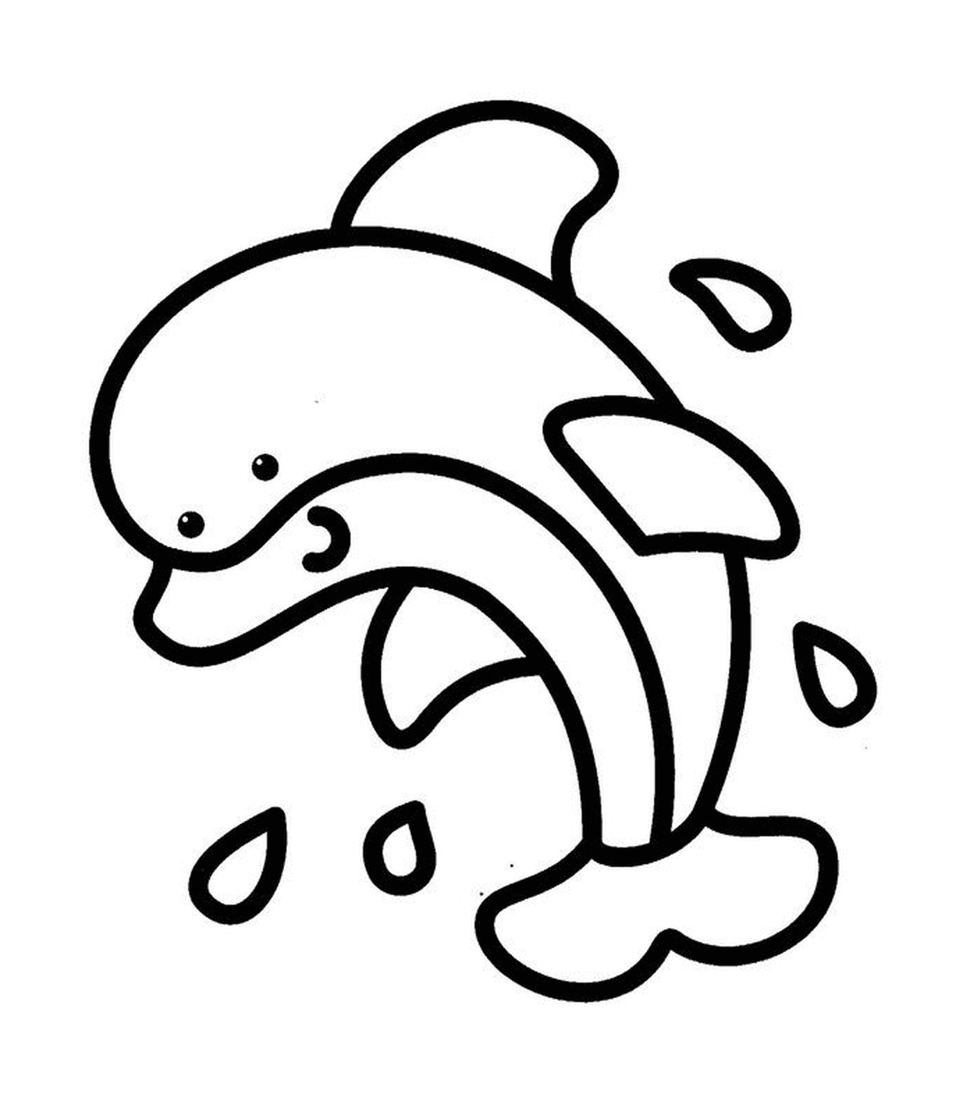  Um golfinho, um animal marinho fácil para crianças de 2 anos 