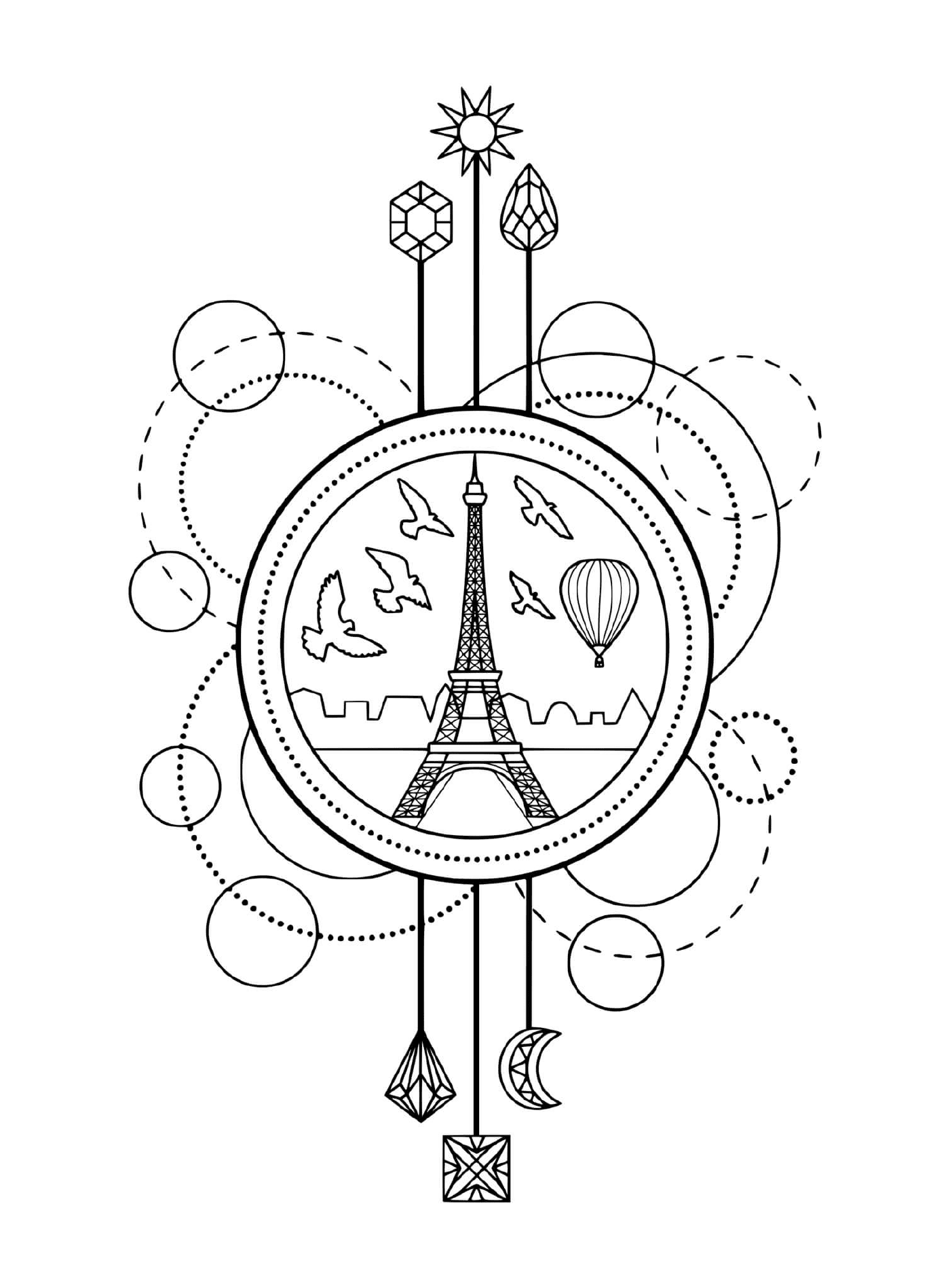  Torre Eiffel e balão de ar quente, Paris 