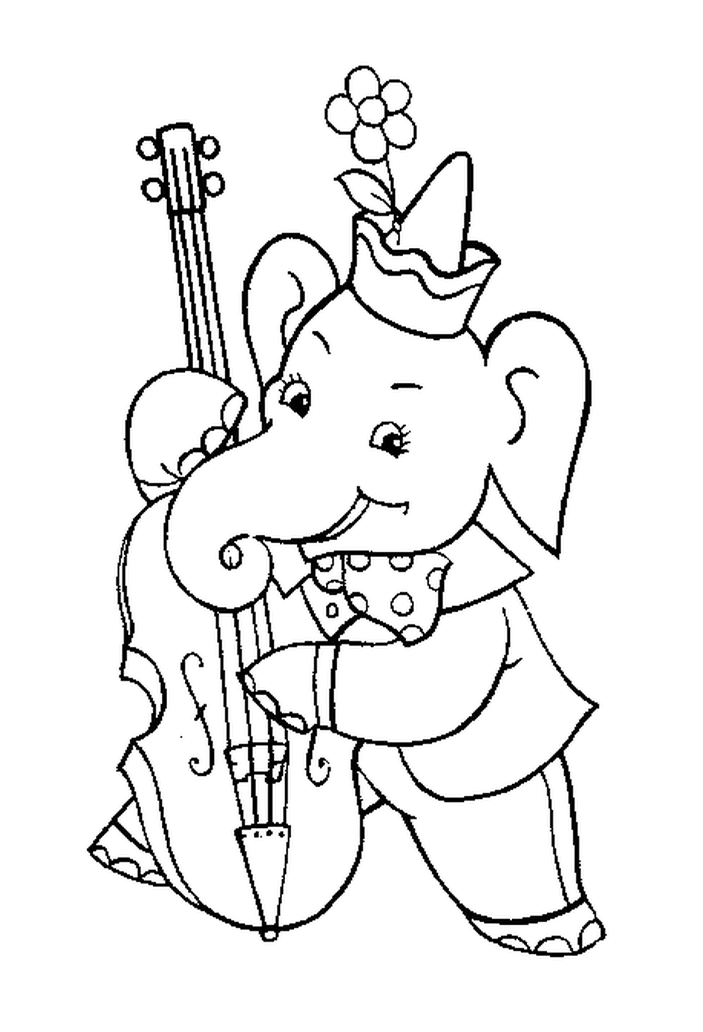  Um elefante jogando o violoncelo 