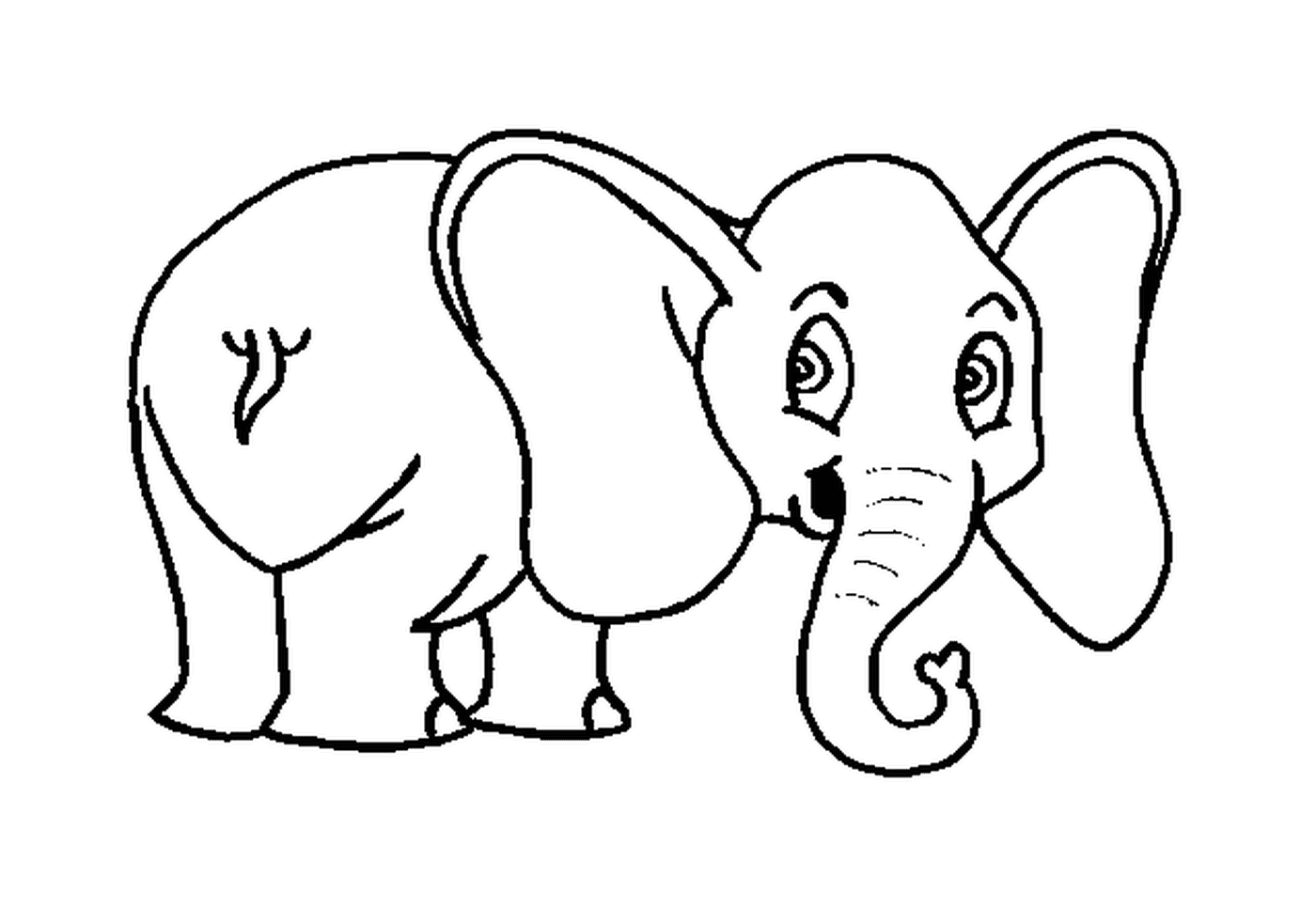  Um elefante desenhado com orelhas grandes 
