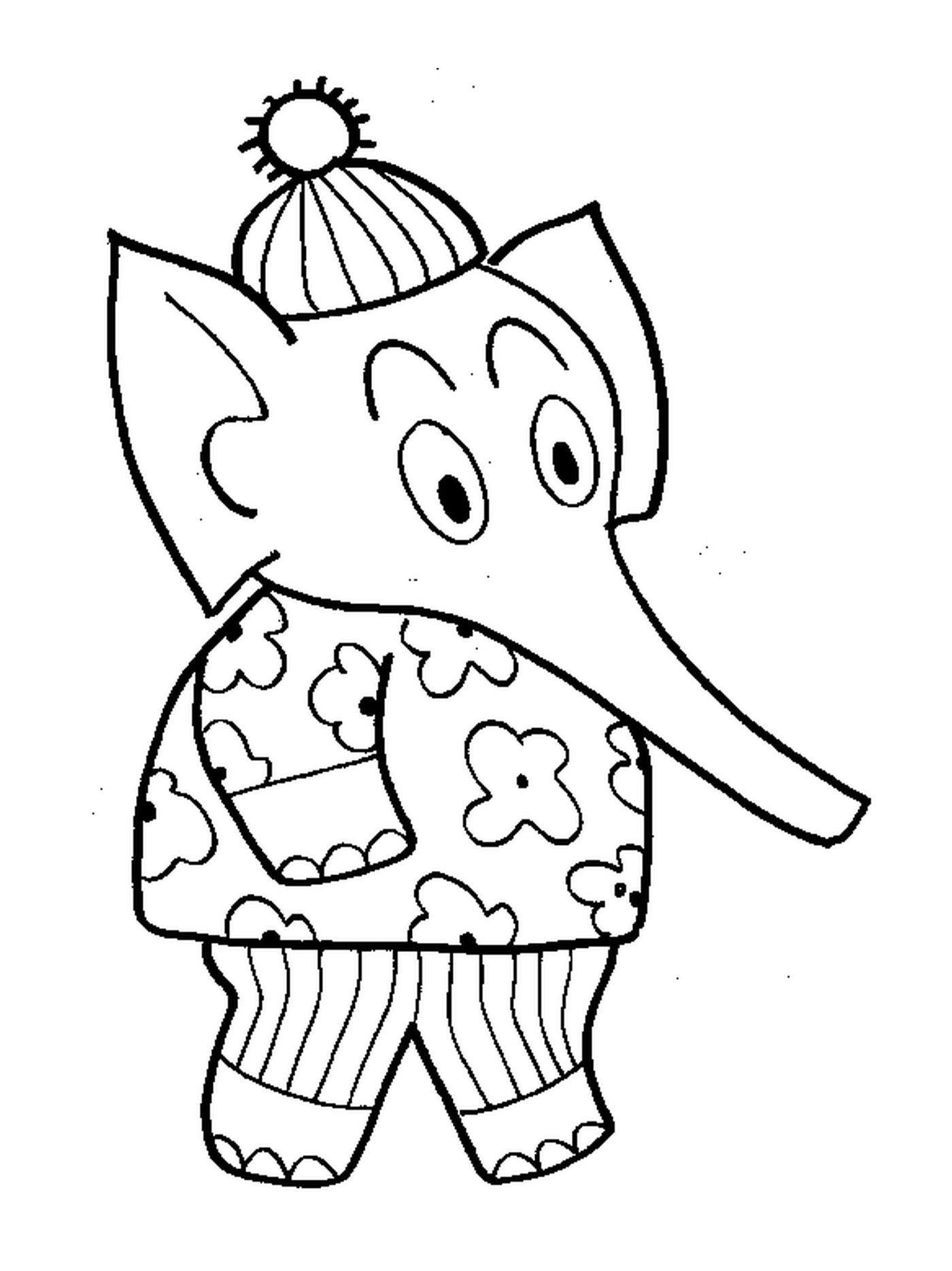  Um elefante usando um pijama 