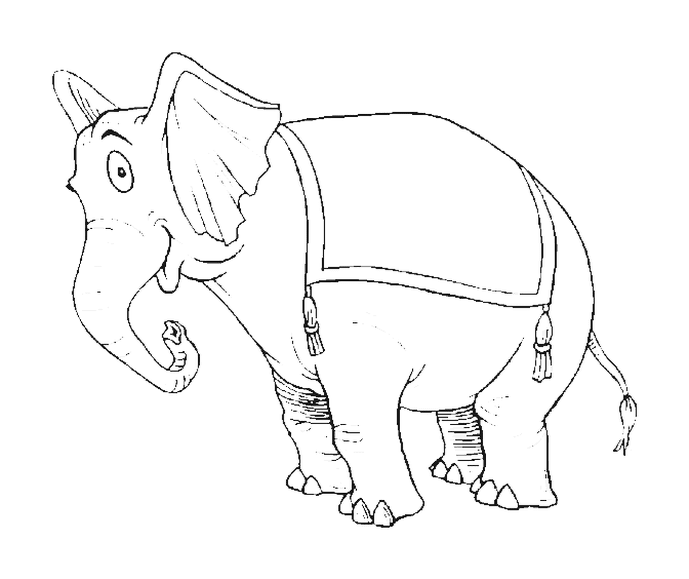  Um elefante com uma sela nas costas 