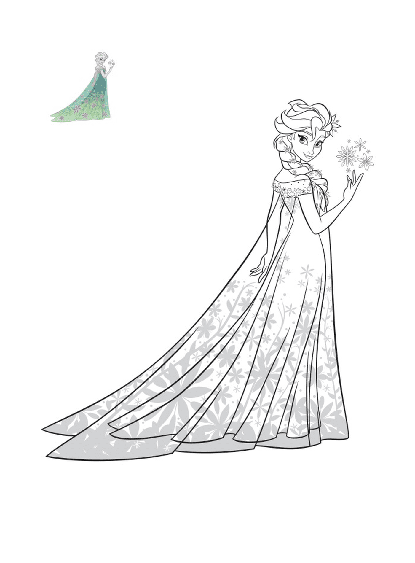  Elsa da Rainha da Neve em um vestido exótico 