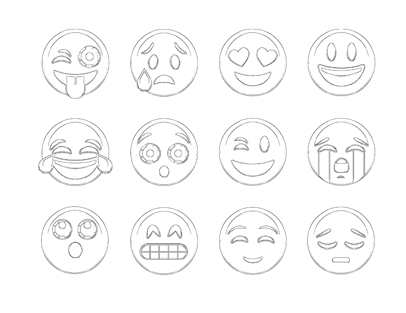  一组12种不同的表情 