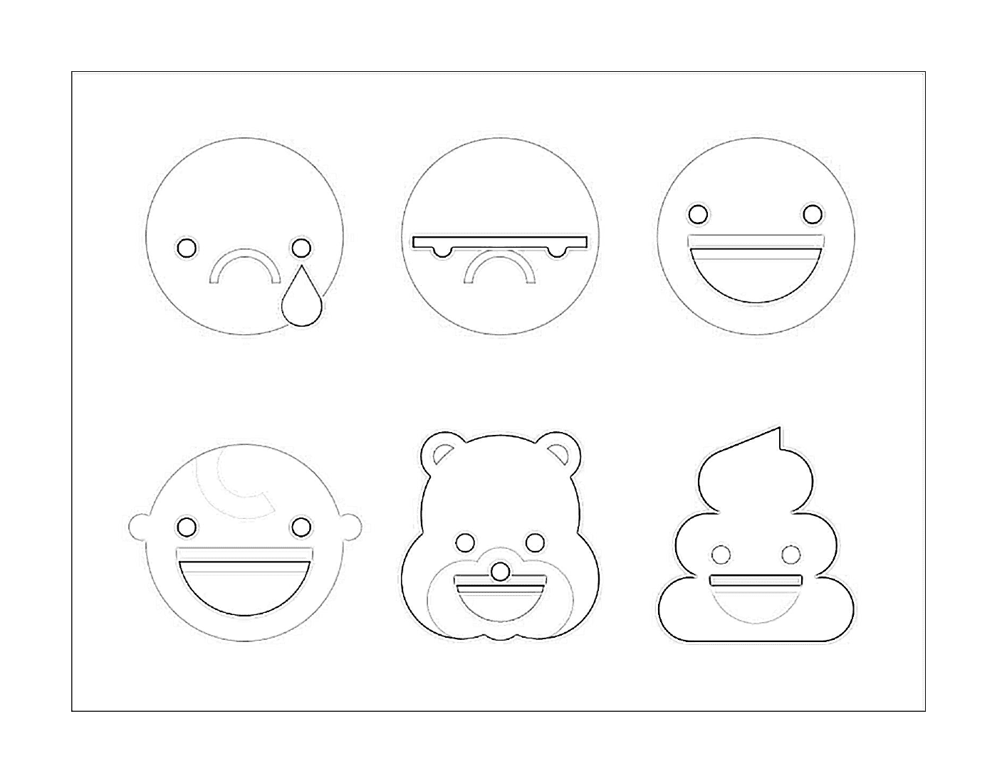  Um conjunto de seis desenhos de rostos diferentes 