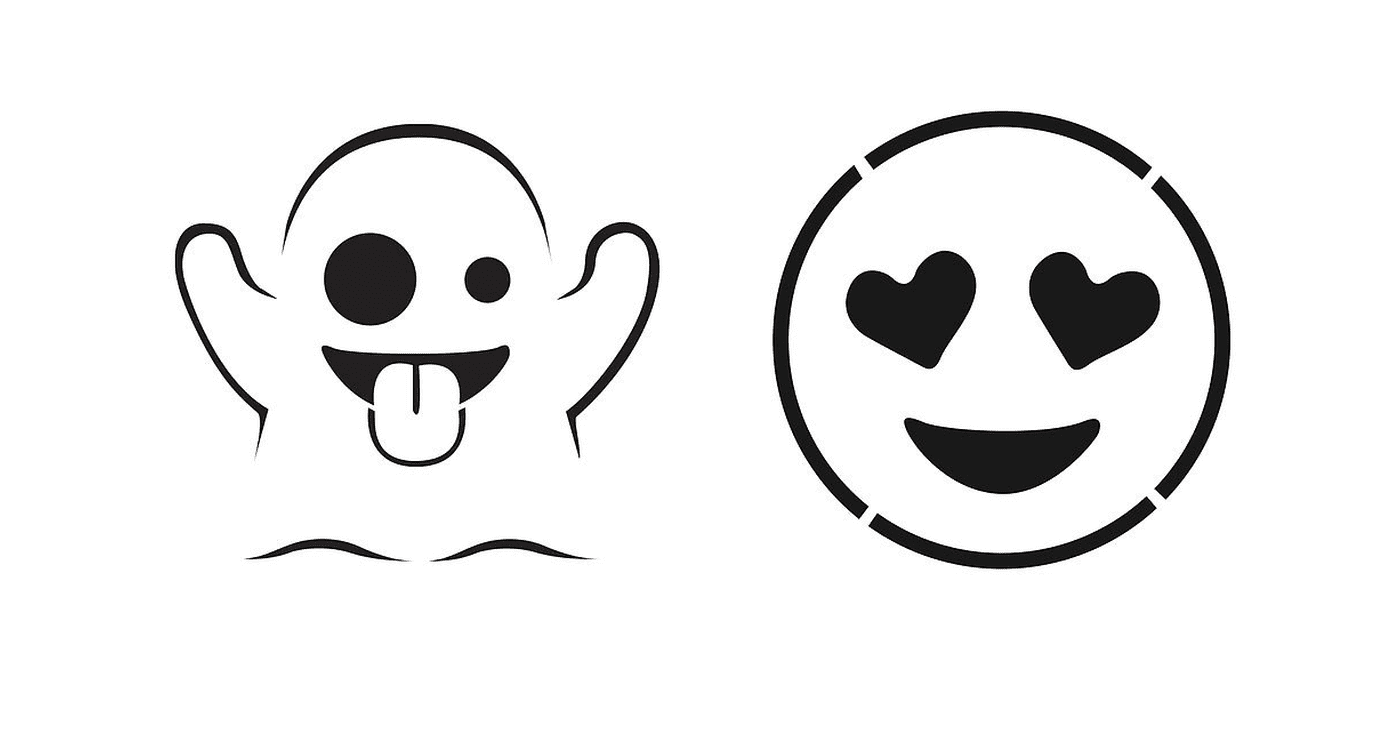  Duas imagens em preto e branco de um rosto sorridente e um coração 
