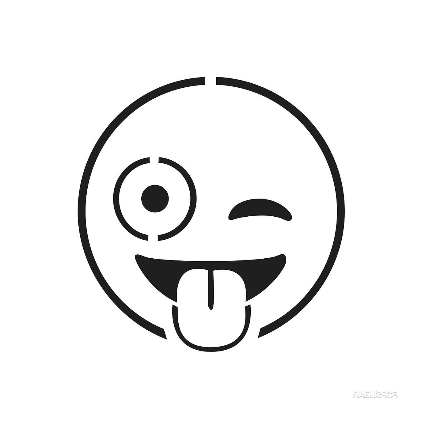  Um rosto sorridente com a língua para fora 