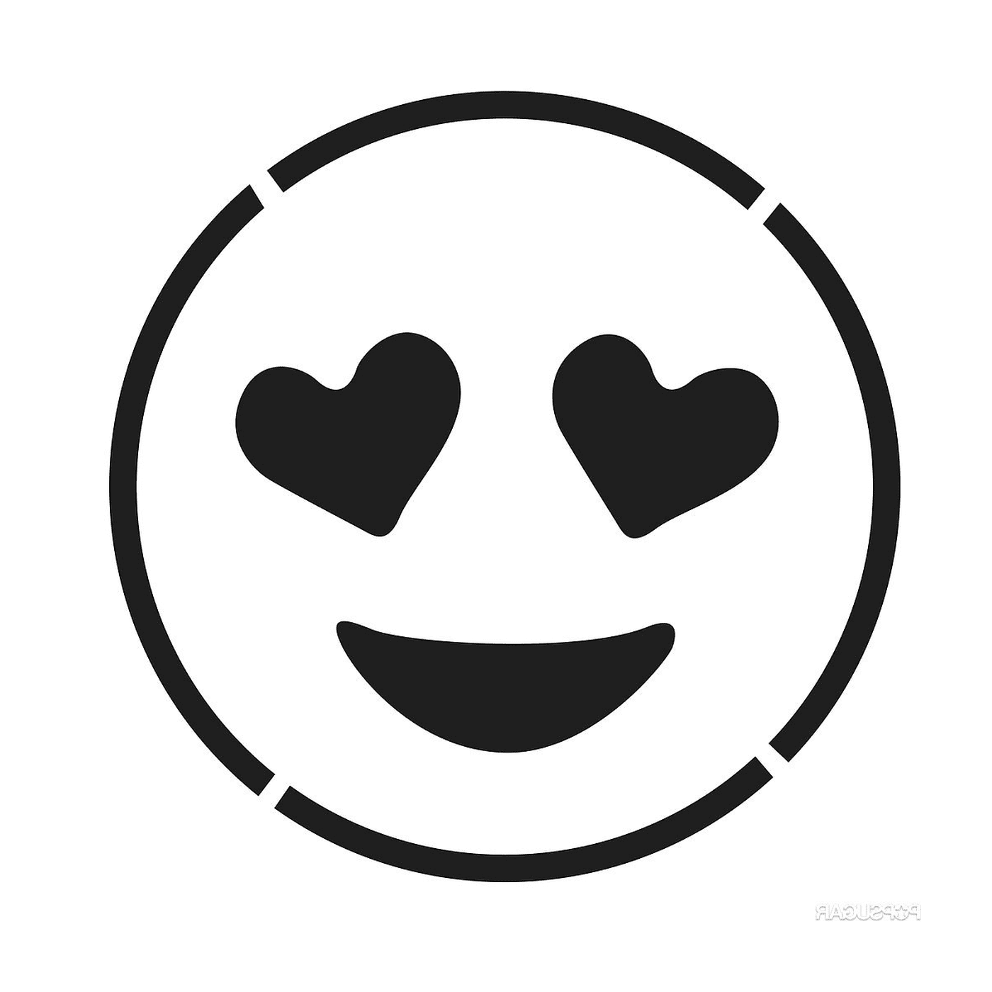  Um rosto sorridente com corações pretos e brancos 