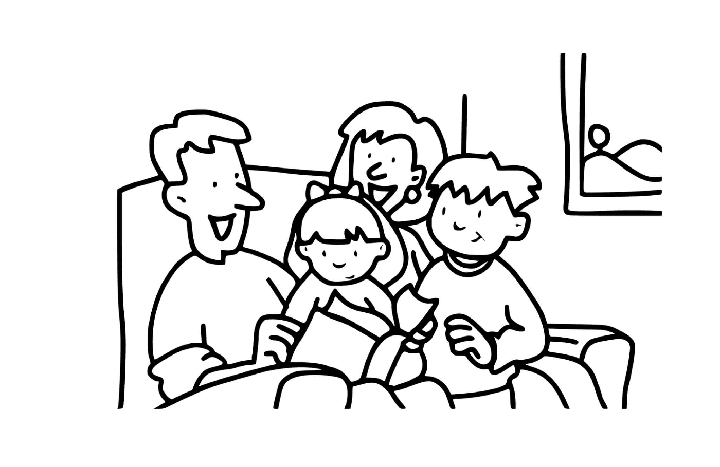  Um grupo de pessoas sentadas em um sofá 