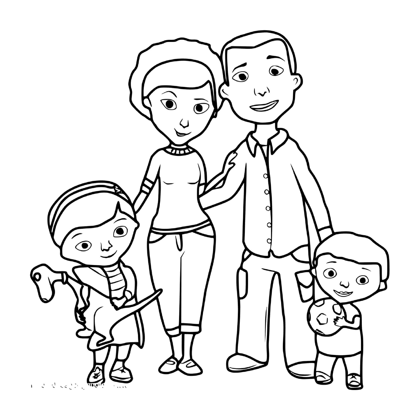  Uma família com seus filhos juntos 
