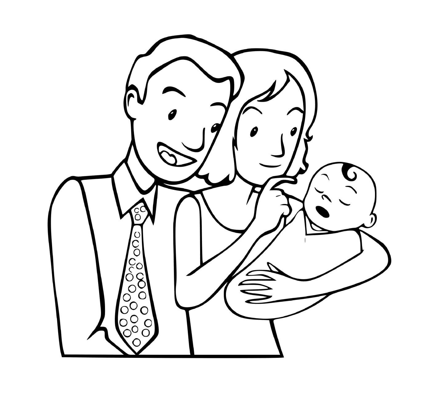  Uma pequena família com um recém-nascido 