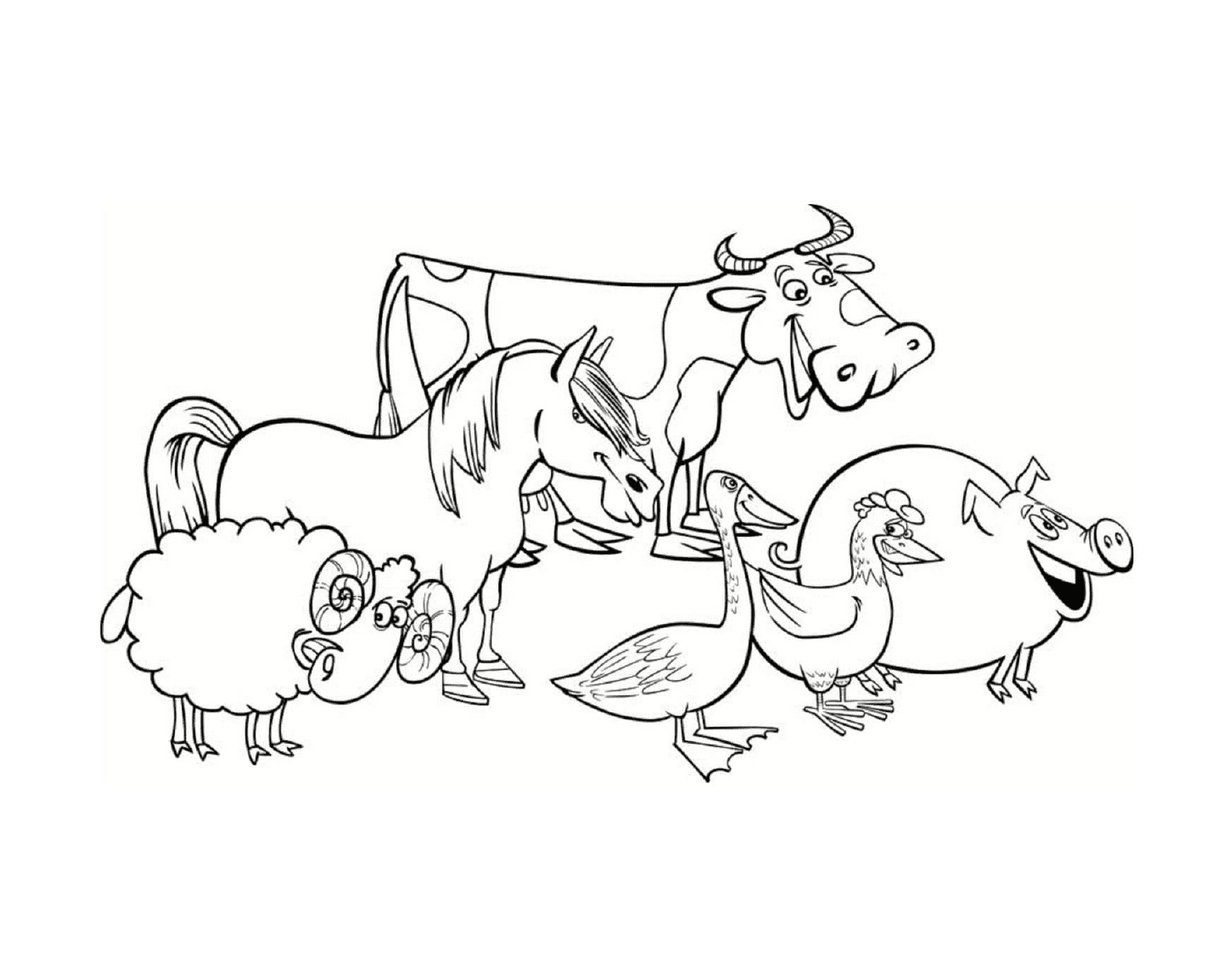  um grupo de animais de fazenda 