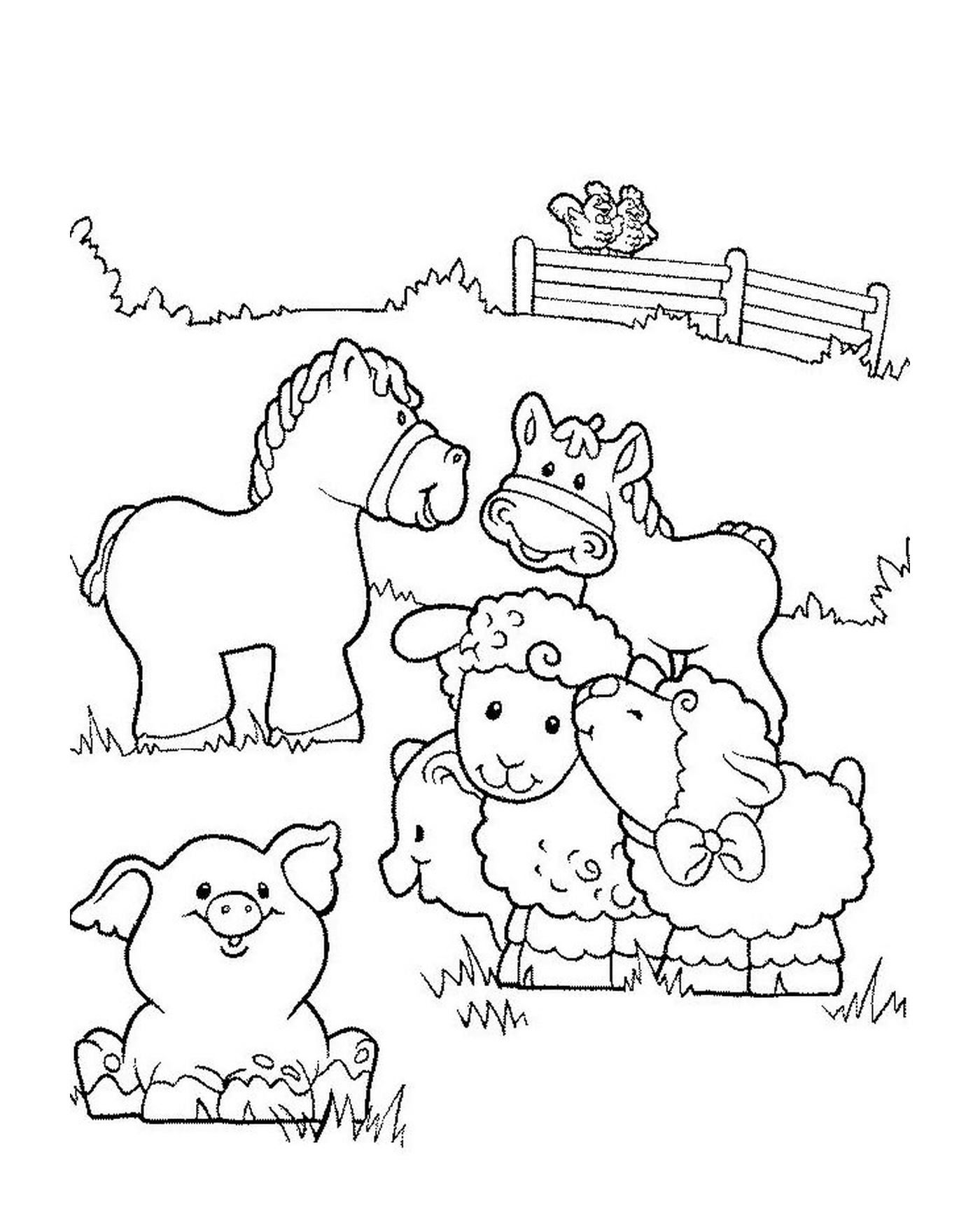  um cavalo, uma ovelha e um porco 