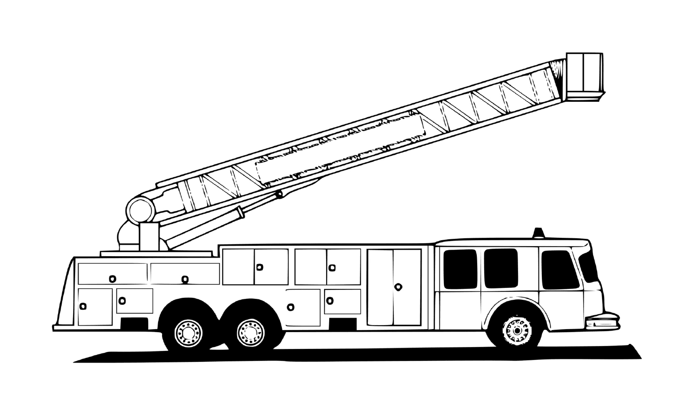  um caminhão de bombeiros com uma escada telescópica 