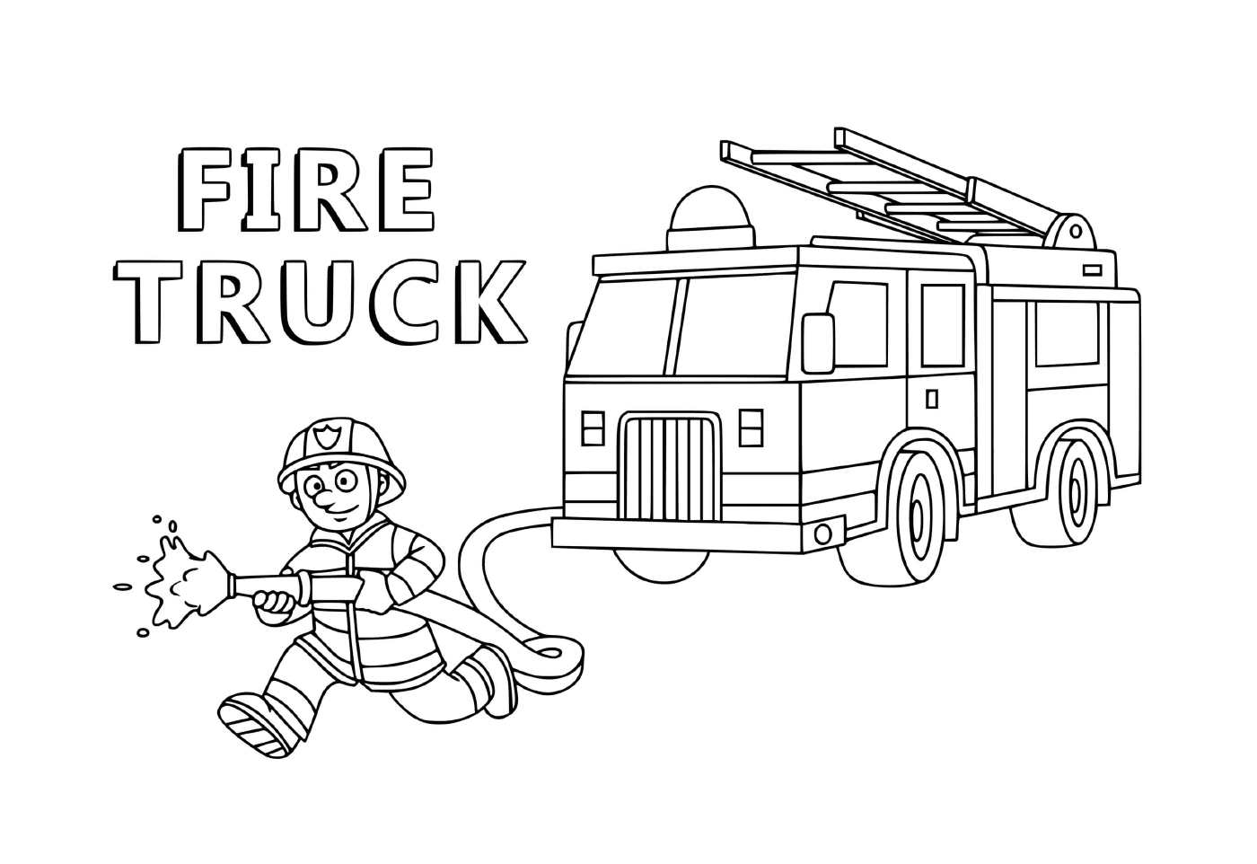  消防员为市民服务的卡车 