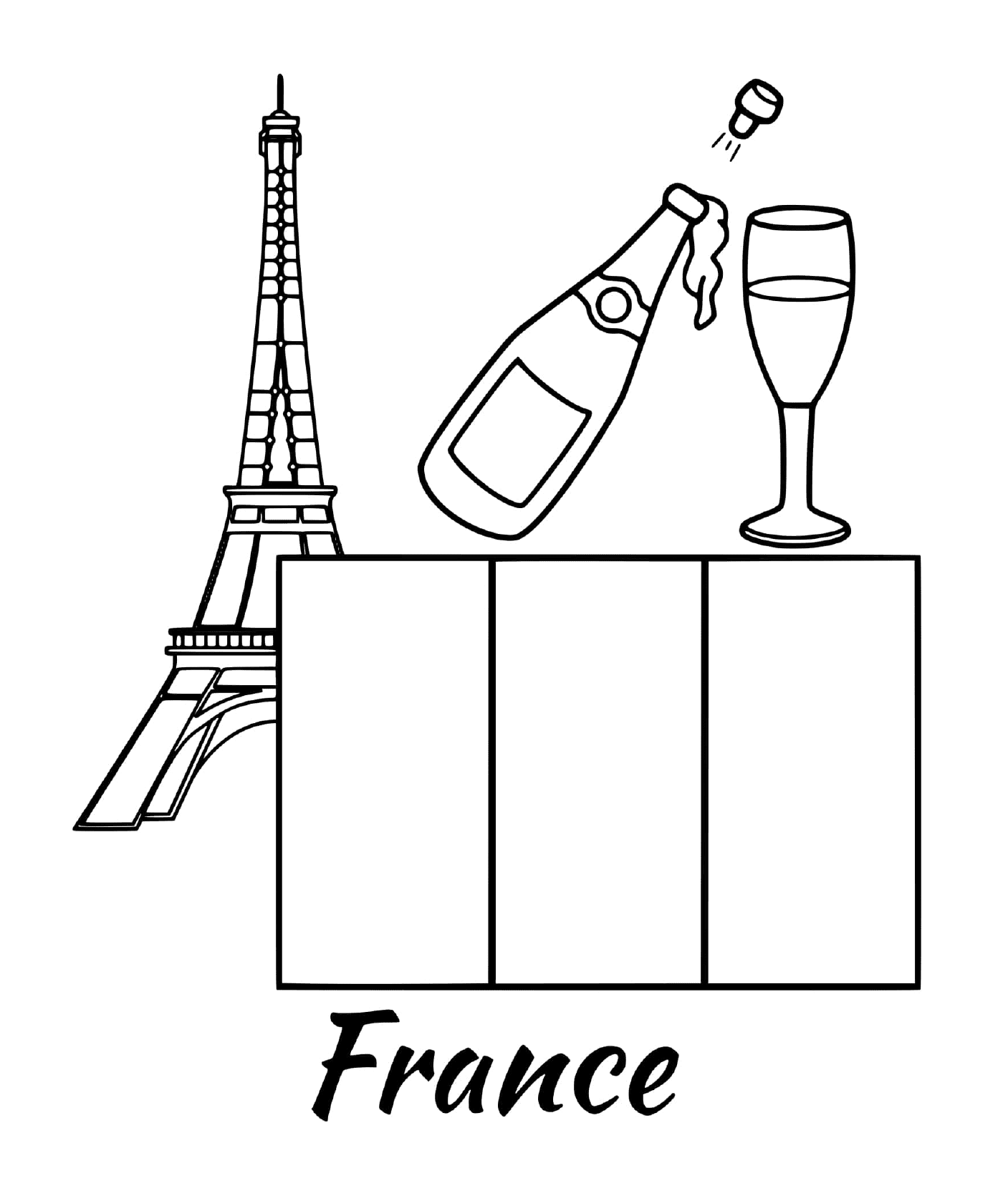  Bandeira da França com a Torre Eiffel 