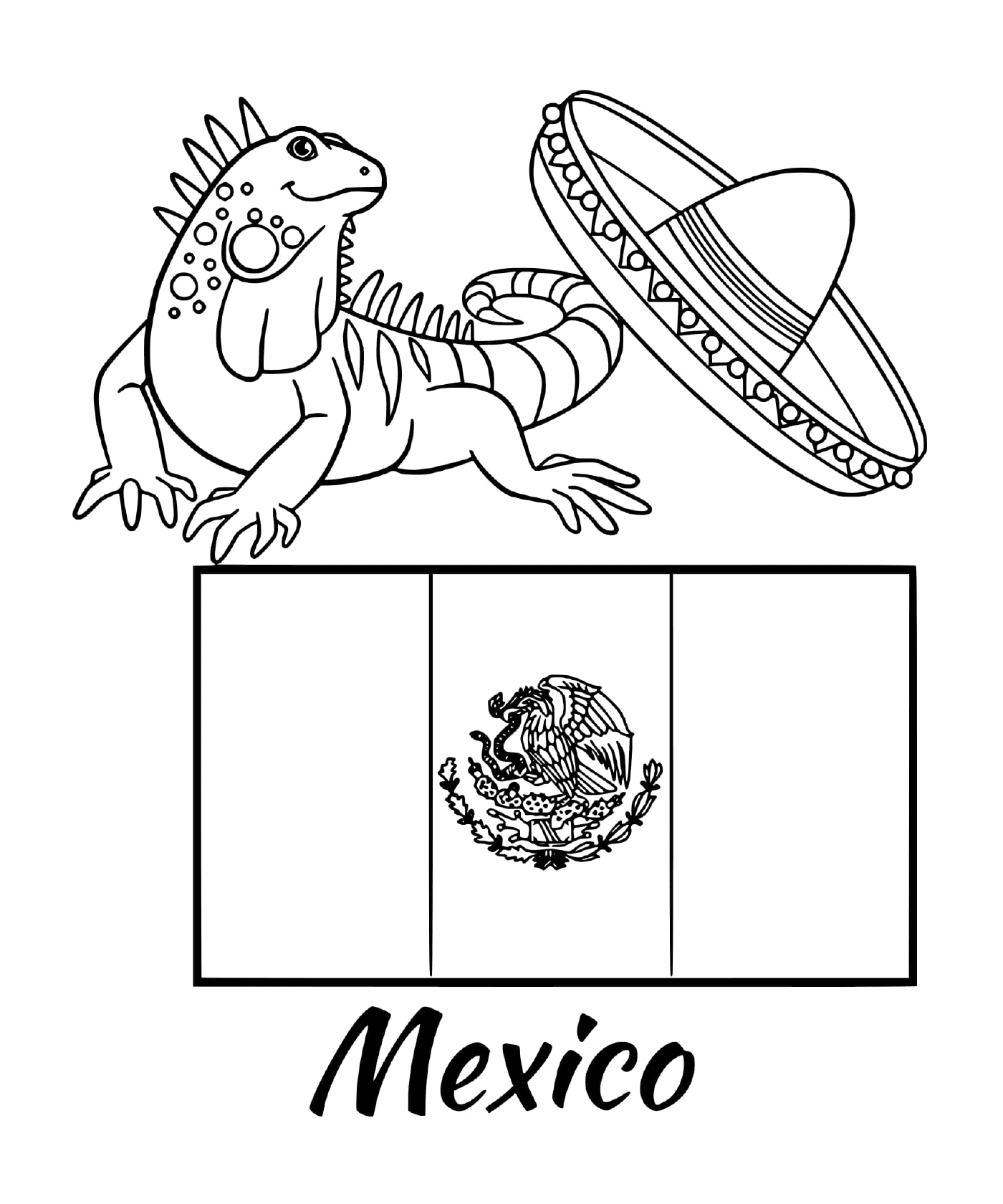  Bandeira do México com uma iguana 