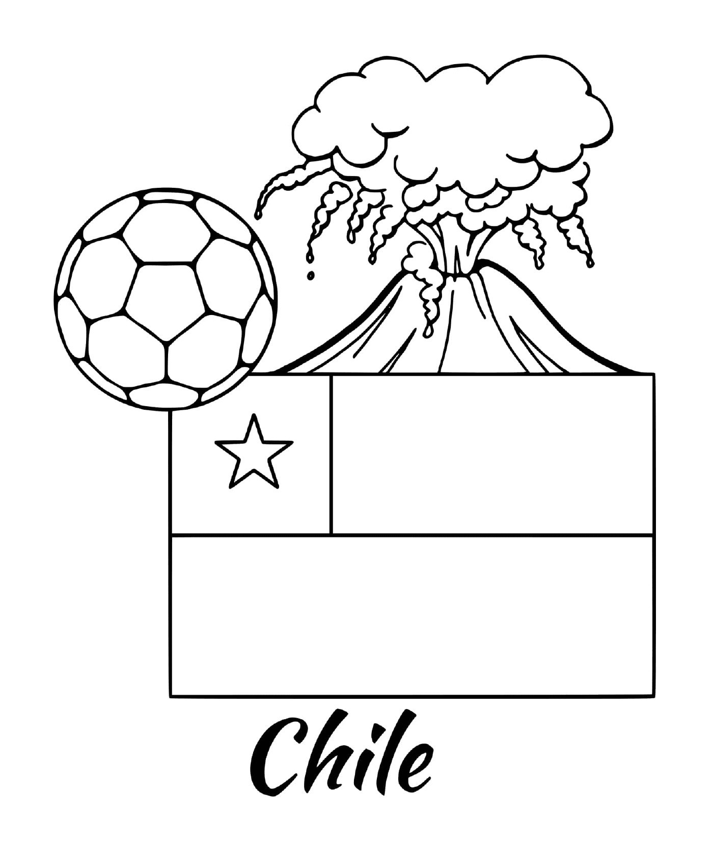  智利国旗,火山 