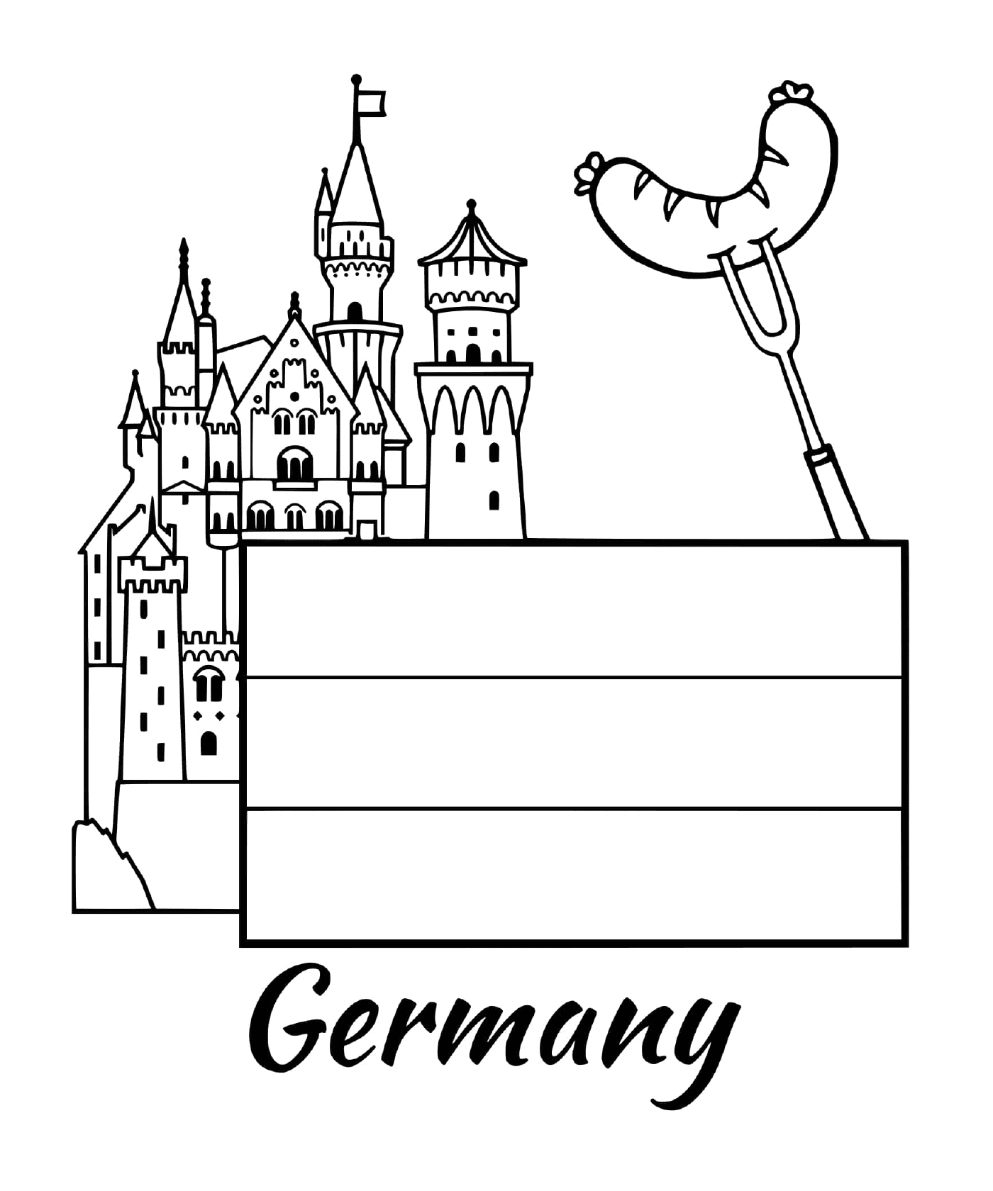  德国国旗和城堡 