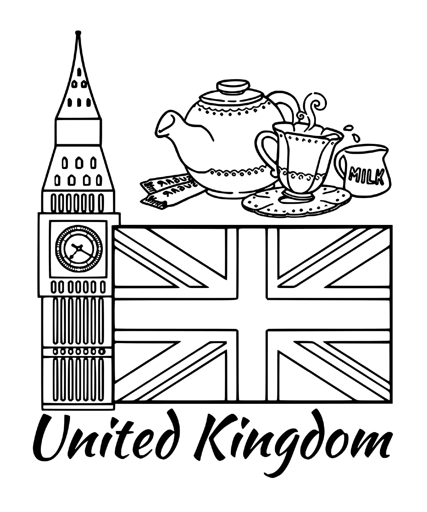  Bandeira do Reino Unido com Big Ben 
