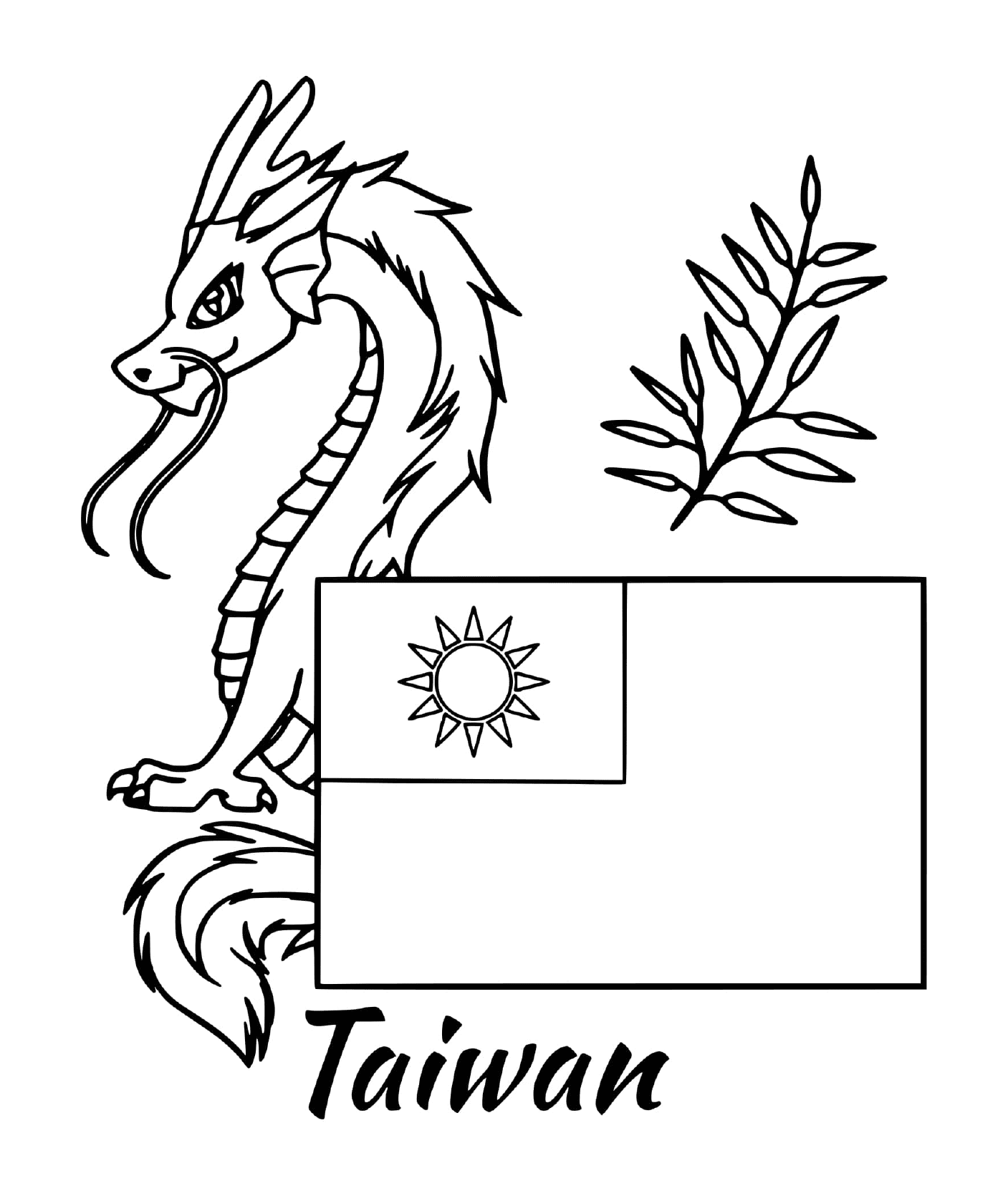  Bandeira de Taiwan com um dragão 