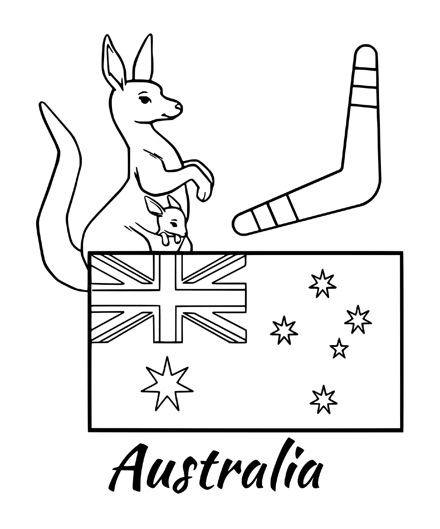  澳大利亚国旗,手持勃勃罗朗 