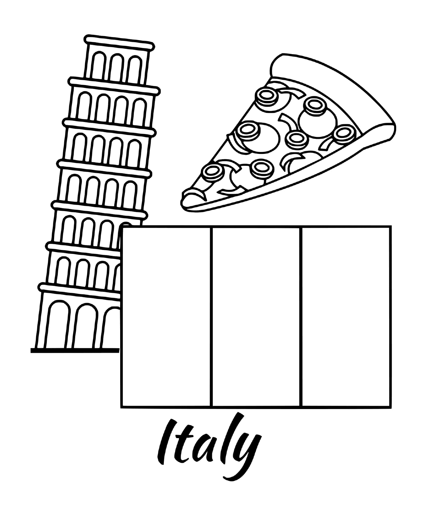  Bandeira da Itália com pizza 